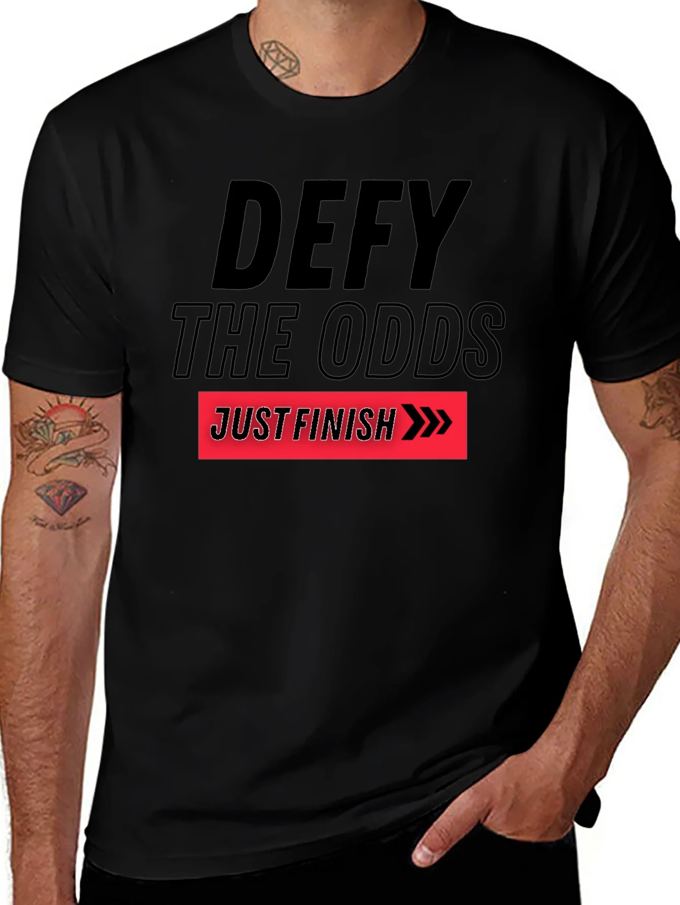 Camiseta Negra Motivacional Defy The Odds