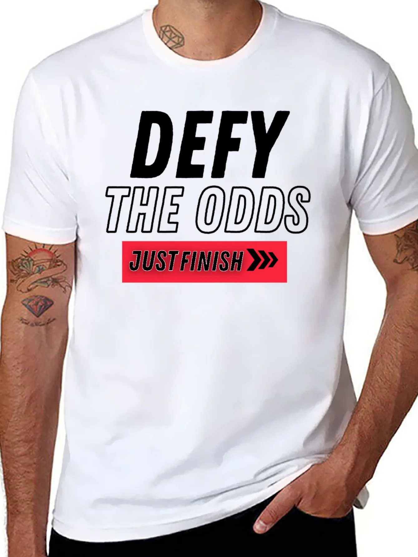 Camiseta Negra Motivacional Defy The Odds
