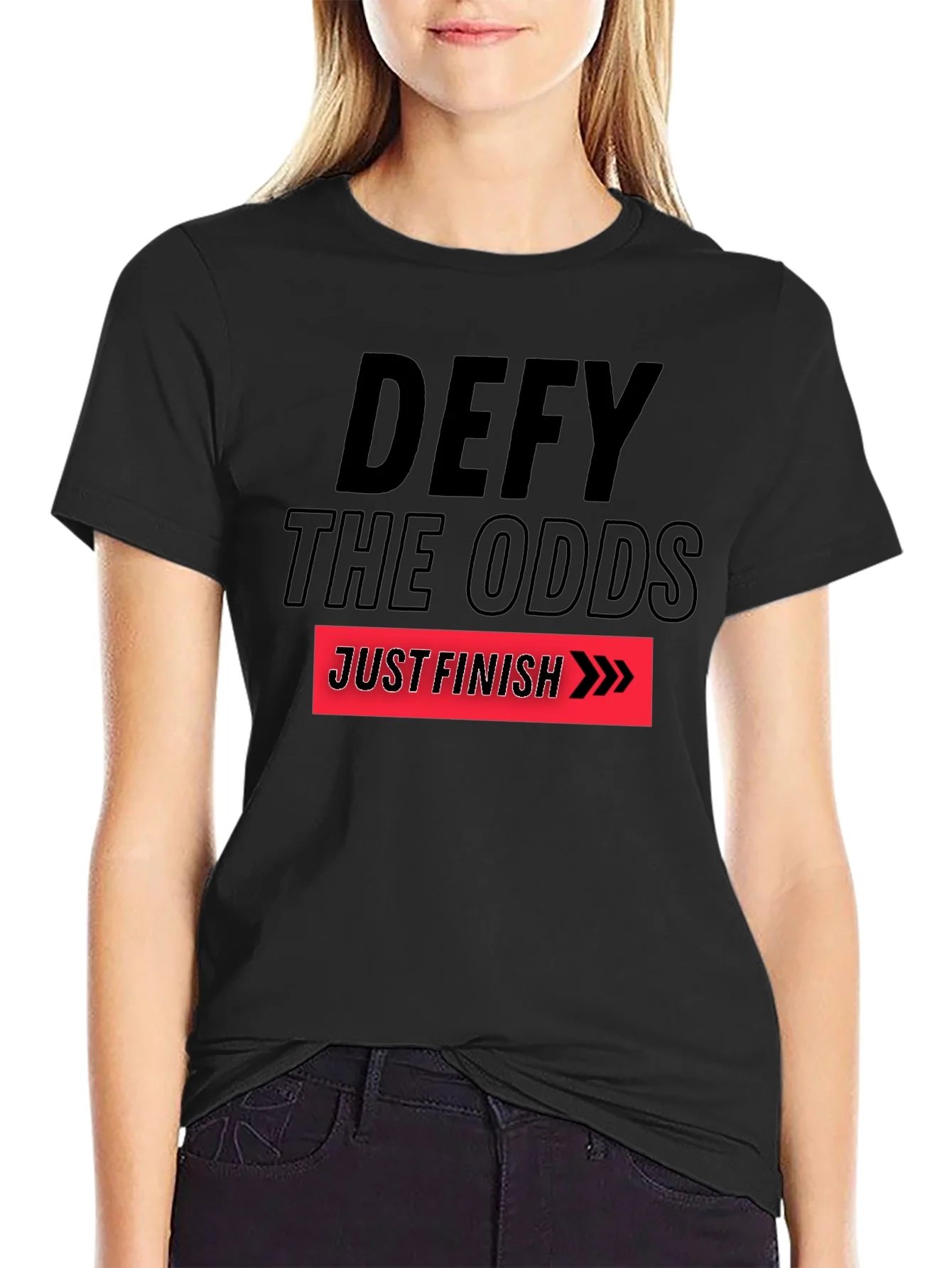 Camiseta Negra Motivacional Defy The Odds