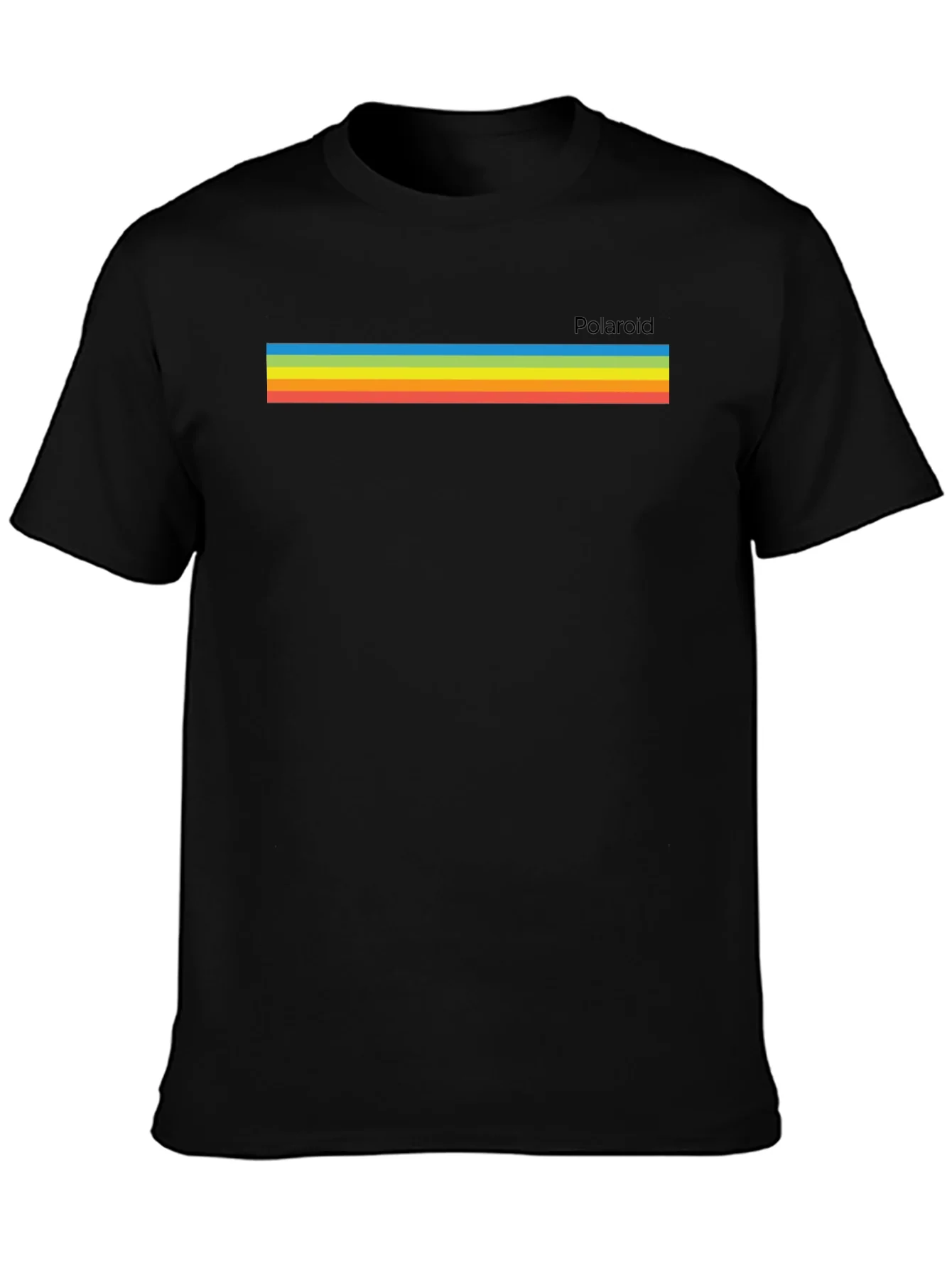 Camiseta Negra Retro con Dise?o de Rayas Polaroid