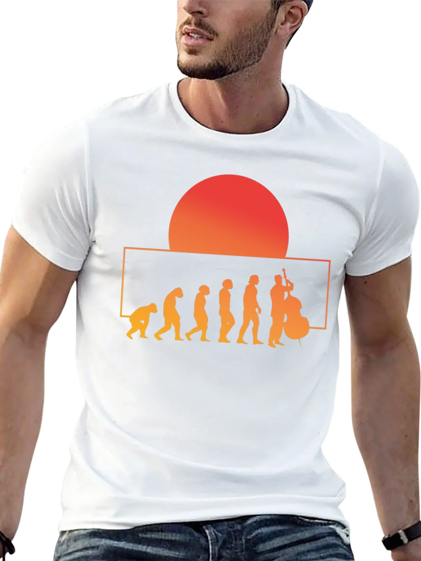 Camiseta Hombre Evoluci¨®n M¨²sico Bajo El¨¦ctrico Atardecer