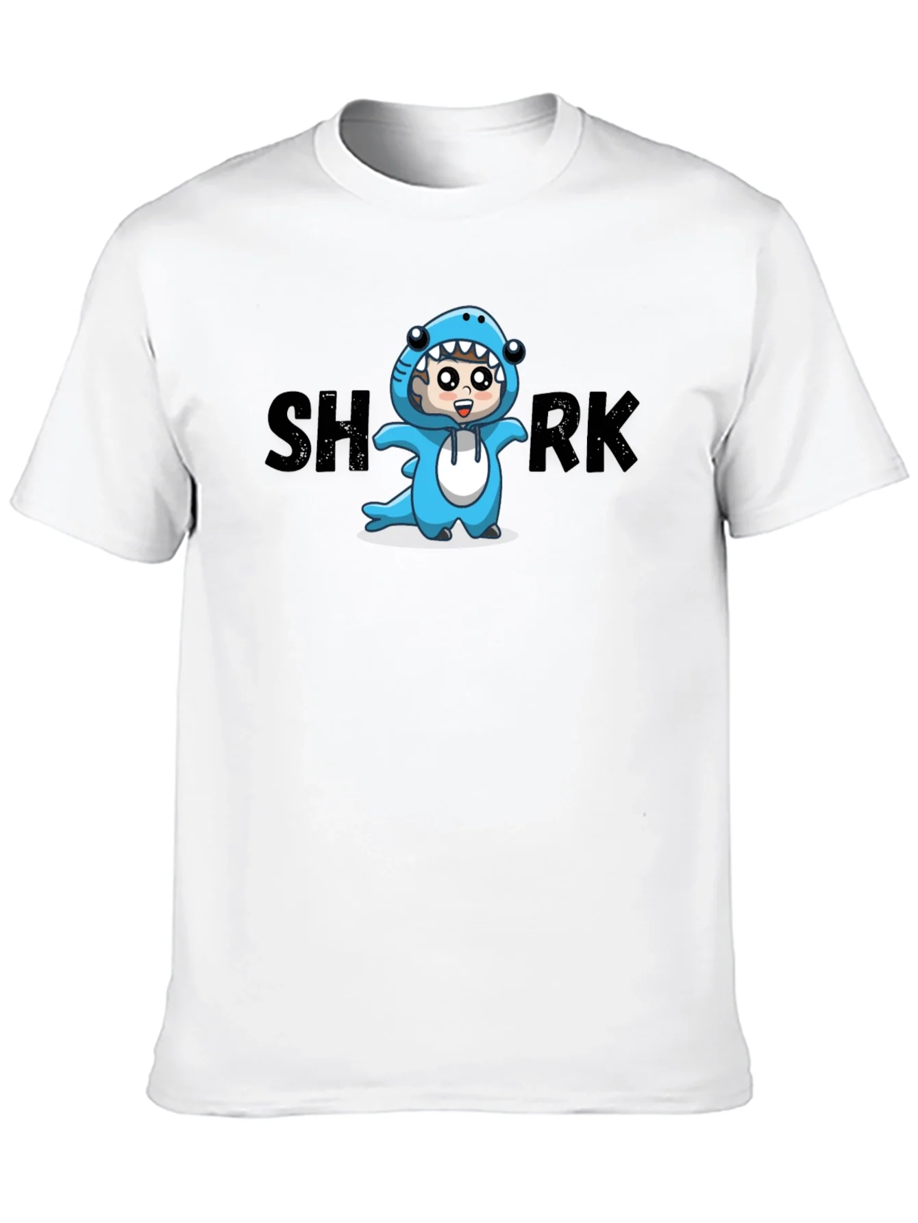 Rebbecca Cartoon Shark Graphic Tee - Black Cotton Blend