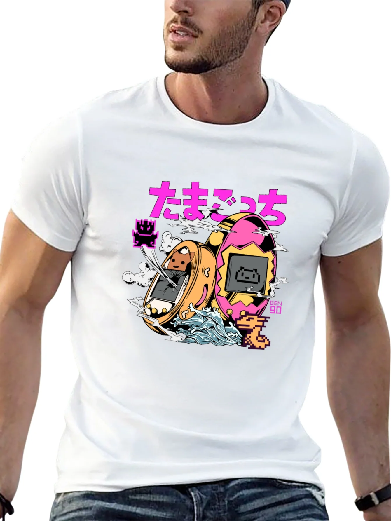 Rebbecca Retro Tamagotchi Graphic T-Shirt - Black