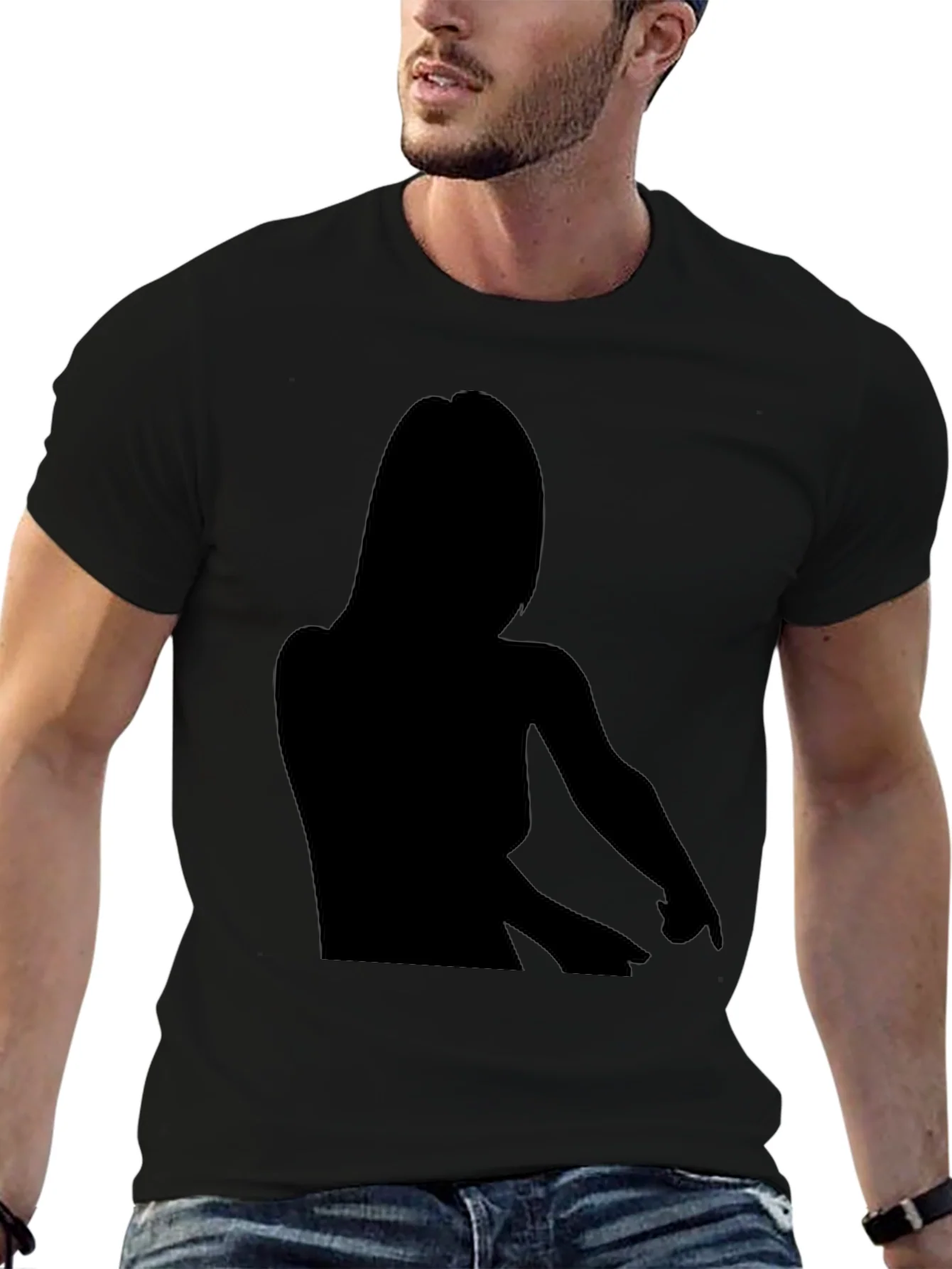 Camiseta Negra Silueta Mujer - Estilo Casual