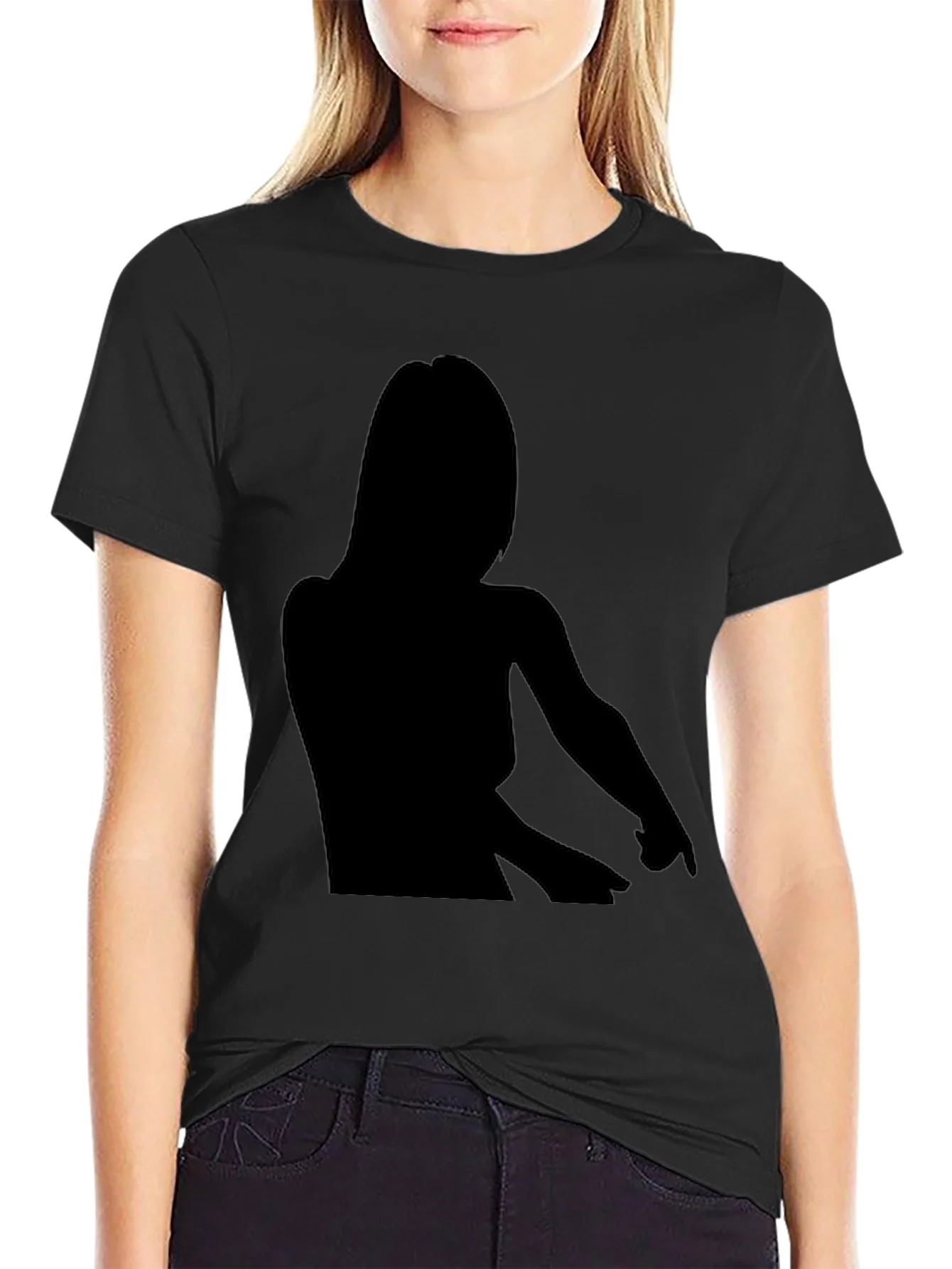 Camiseta Negra Silueta Mujer - Estilo Casual