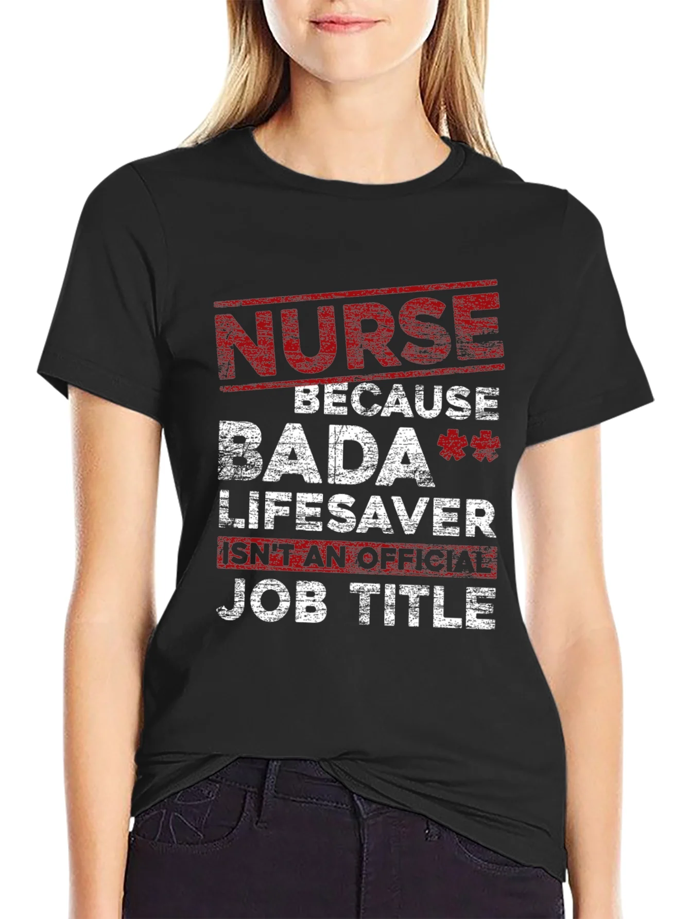 Camiseta Negra Nurse Bada Lifesaver para Enfermer¨ªa