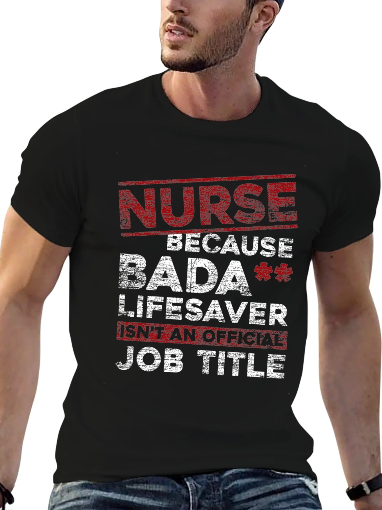 Camiseta Negra Nurse Bada Lifesaver para Enfermer¨ªa