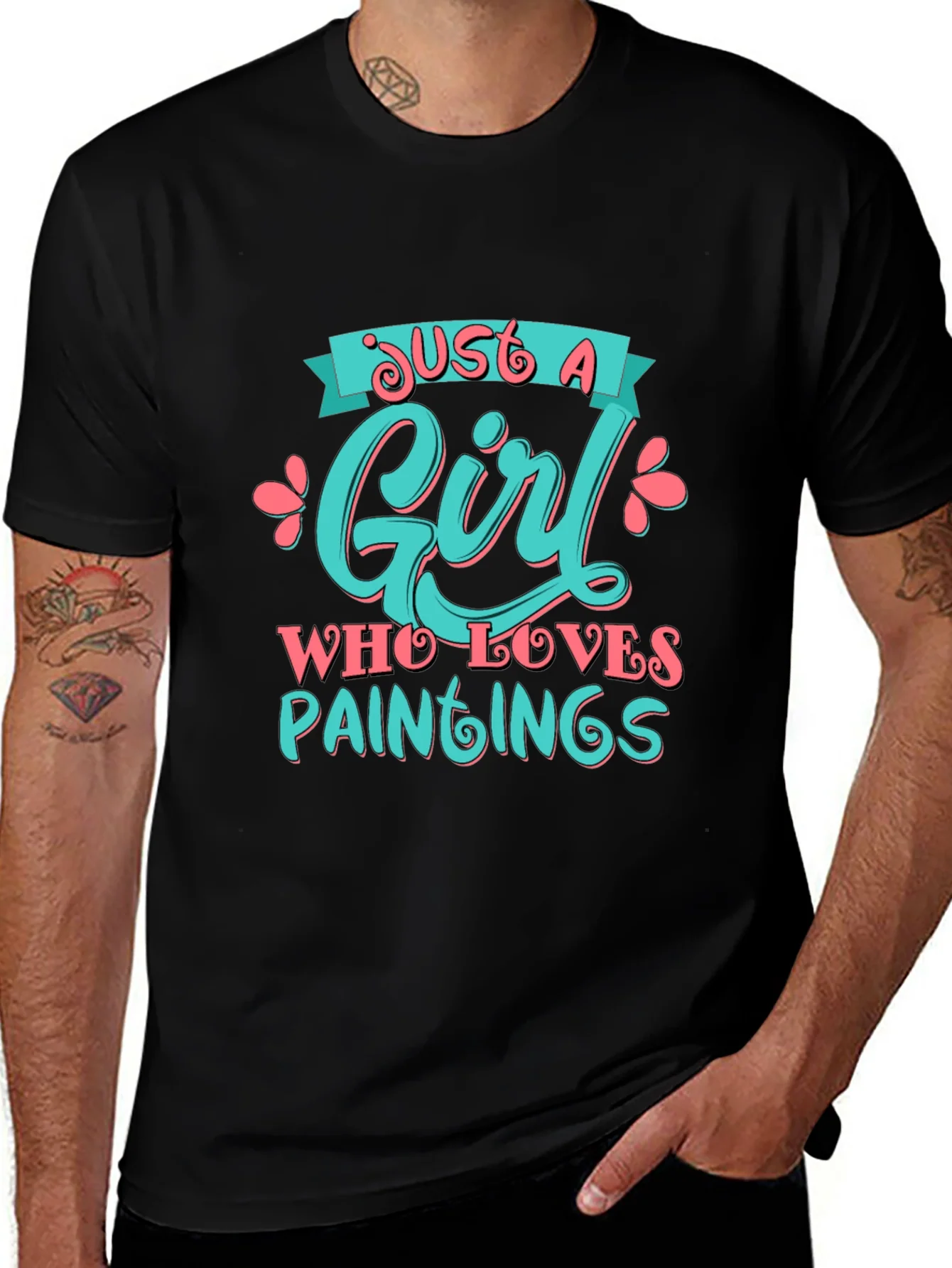 Camiseta Negra Just a Girl Who Loves Paintings