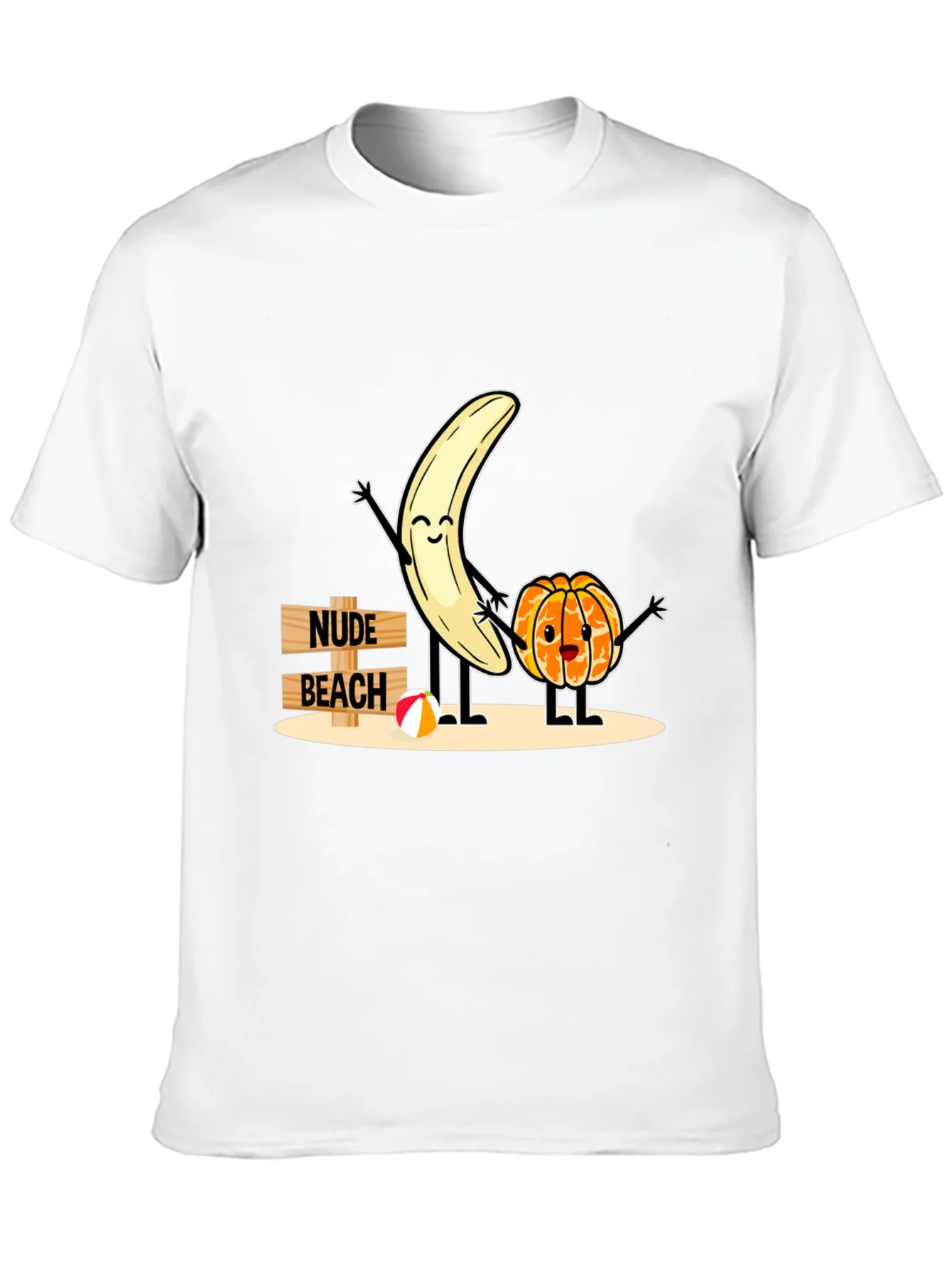 Camiseta Negra Humor¨ªstica: Playa Nudista Frutal