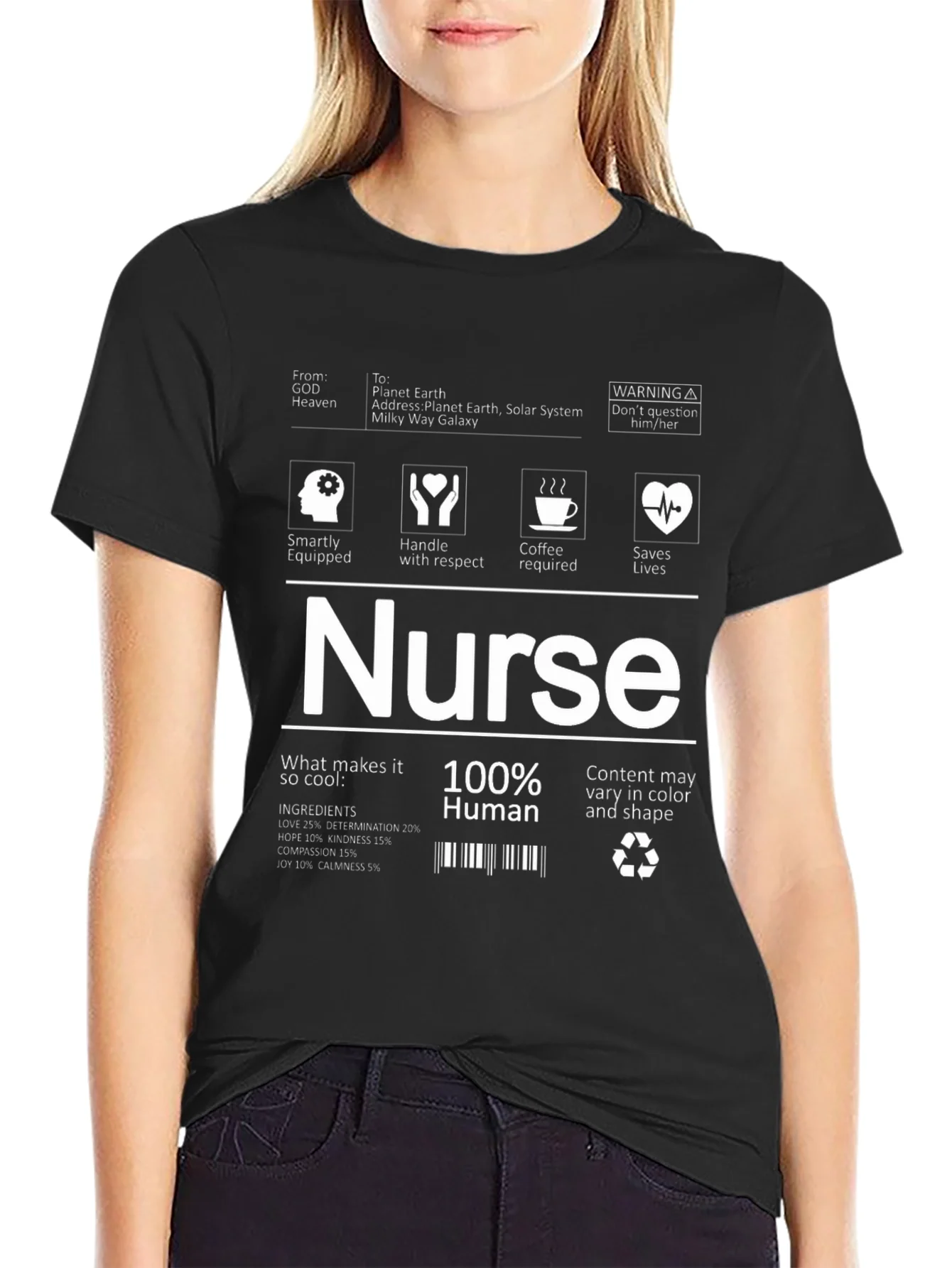 Camiseta Negra Nurse 100% Humano