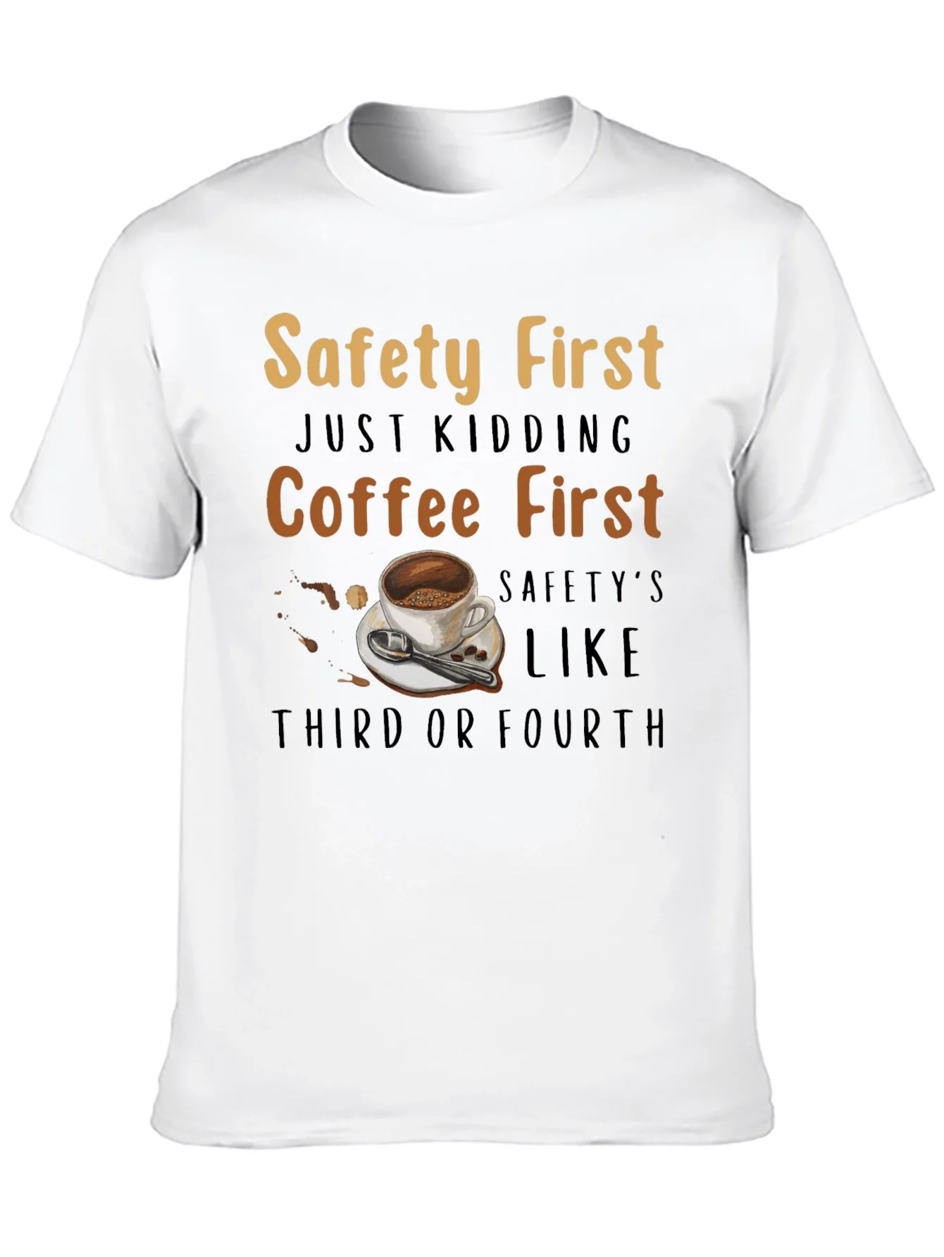 Camiseta Negra Divertida - Seguridad Despu¨¦s del Caf¨¦