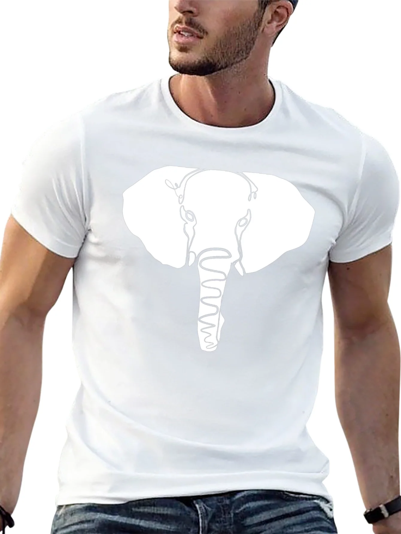 Rebbecca Elephant Outline Graphic Print Black T-Shirt