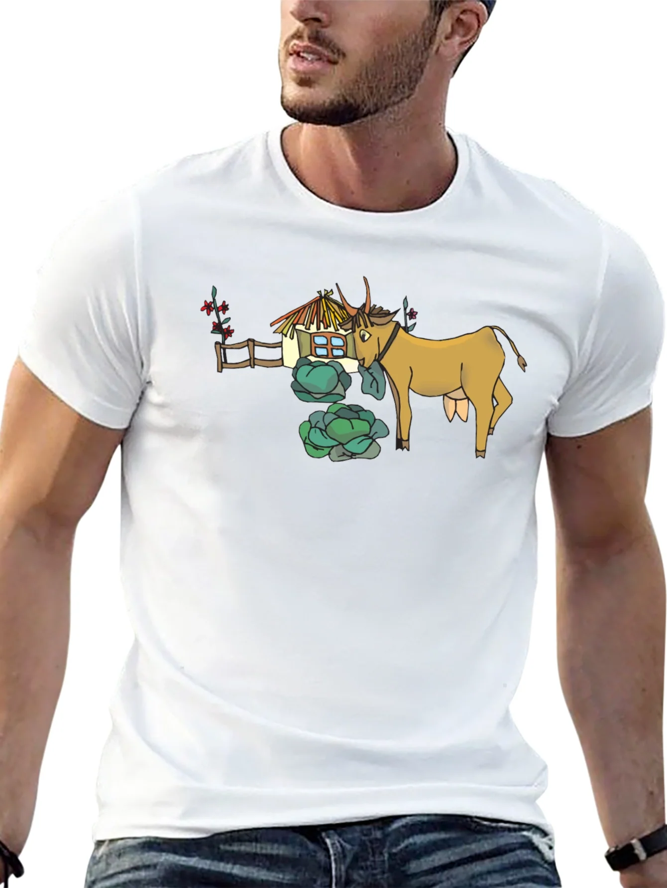 Rebbecca Quirky Cow & Farmhouse Graphic Tee - Black