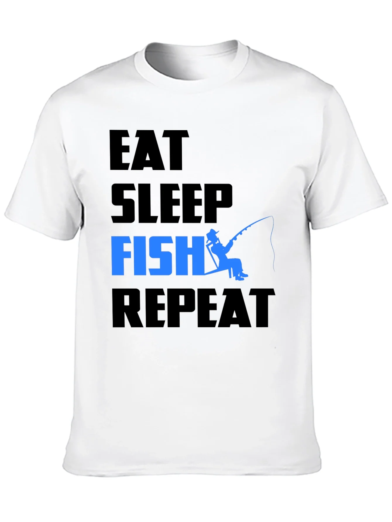 Camiseta Hombre: Come Duerme Pesca Repite - Dise?o ¨²nico
