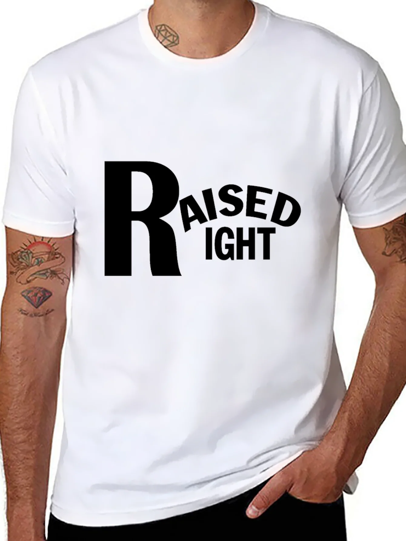Camiseta Negra Raised Right - Estilo Casual