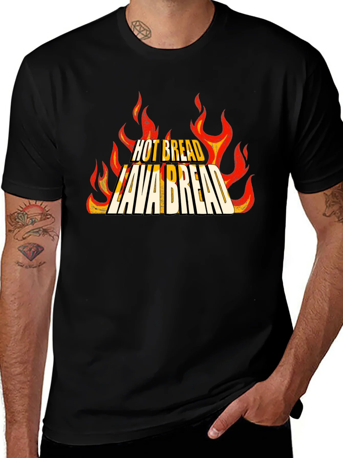 Camiseta Negra Lava Bread con Dise?o Llamativo