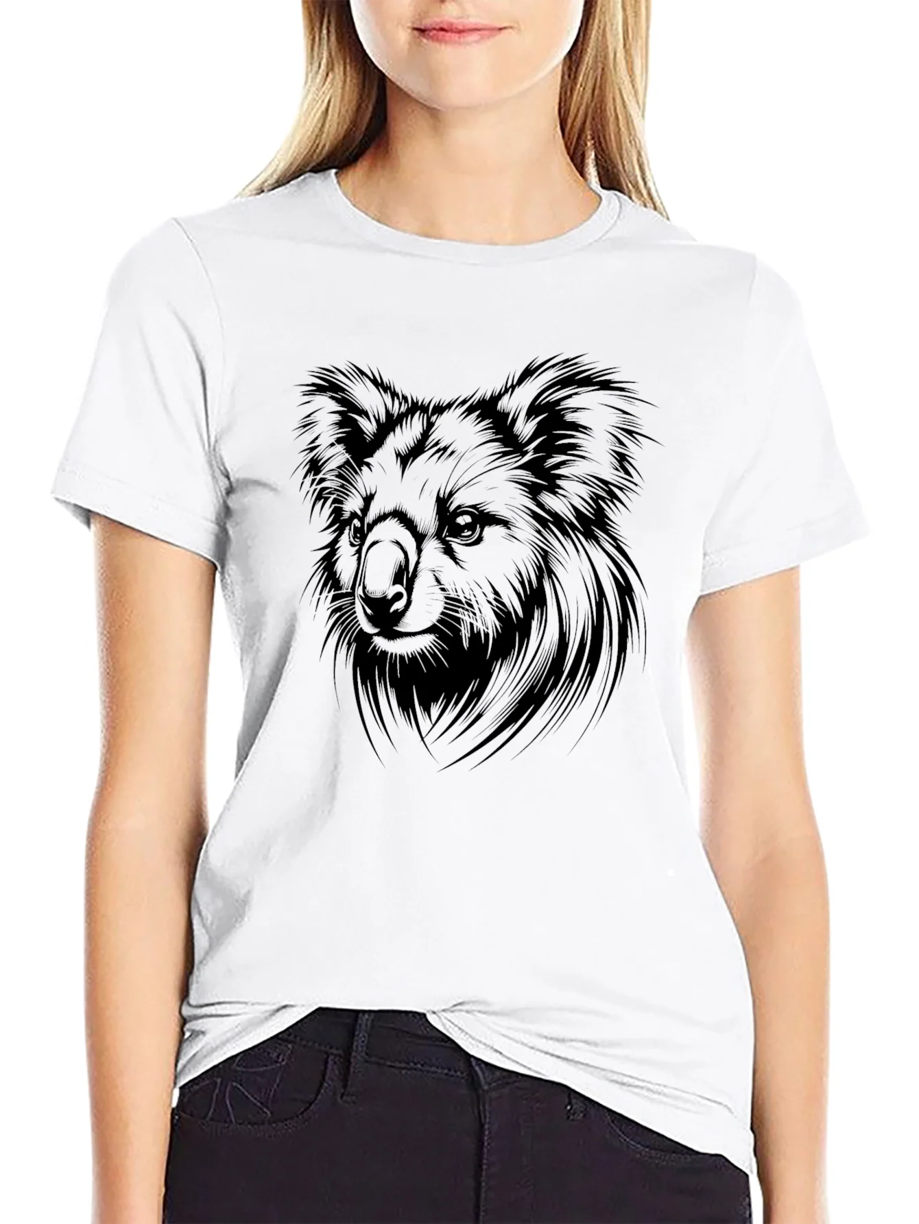Camiseta Negra con Dise?o de Koala para Hombre