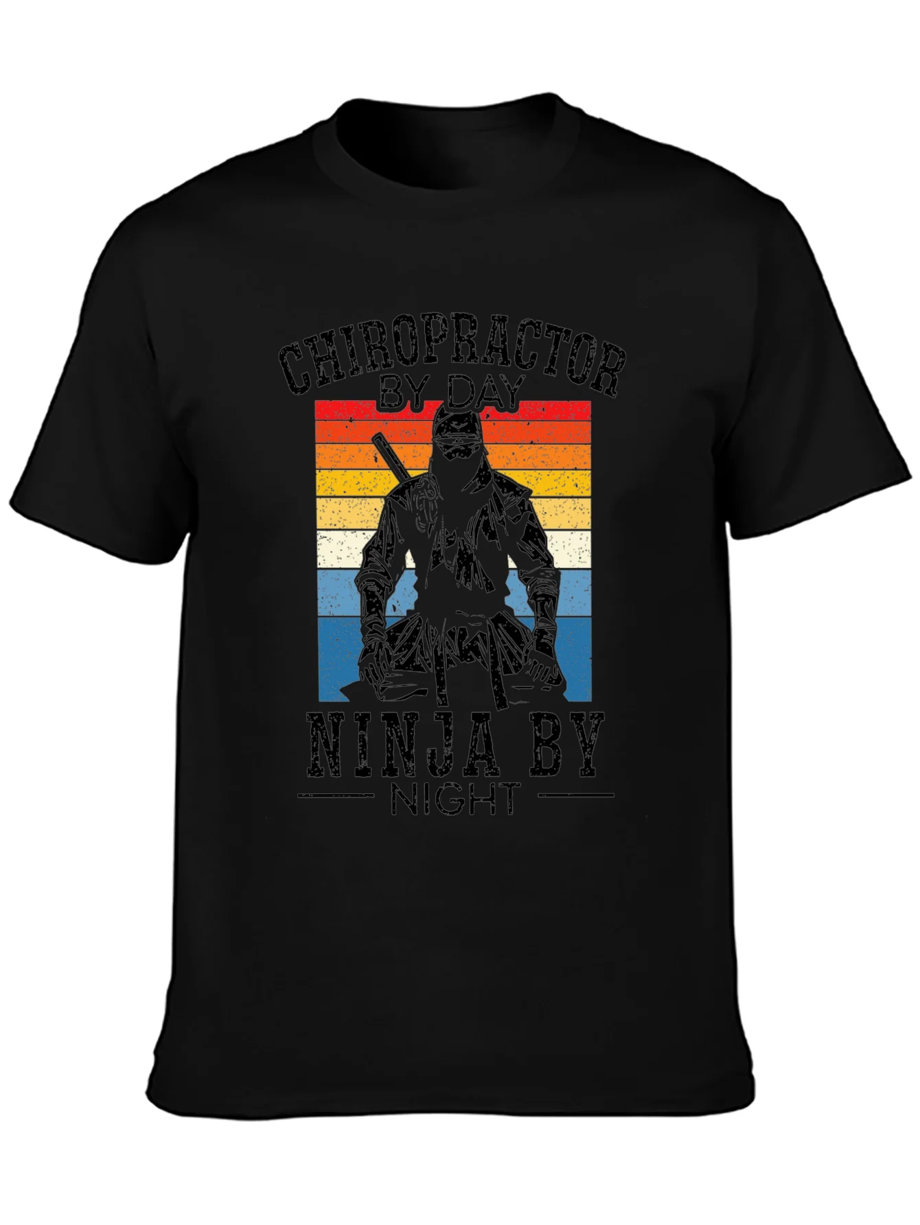 Camiseta Negra: Quiropr¨¢ctico de D¨ªa Ninja de Noche
