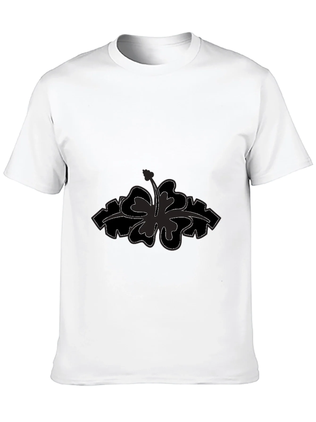 Camiseta Negra con Dise?o Floral Hawaiano