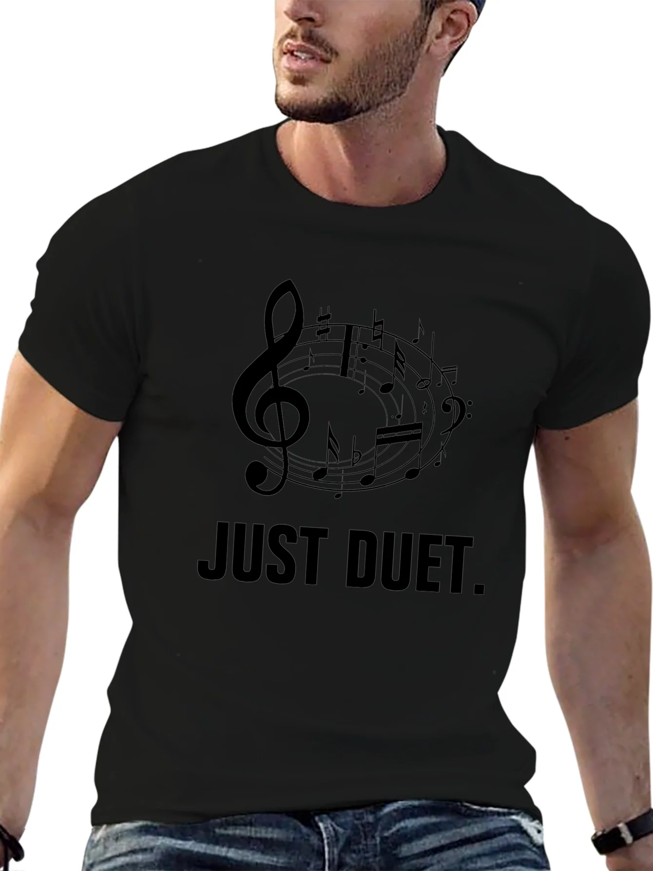 Camiseta Negra: Just Duet. Dise?o Musical