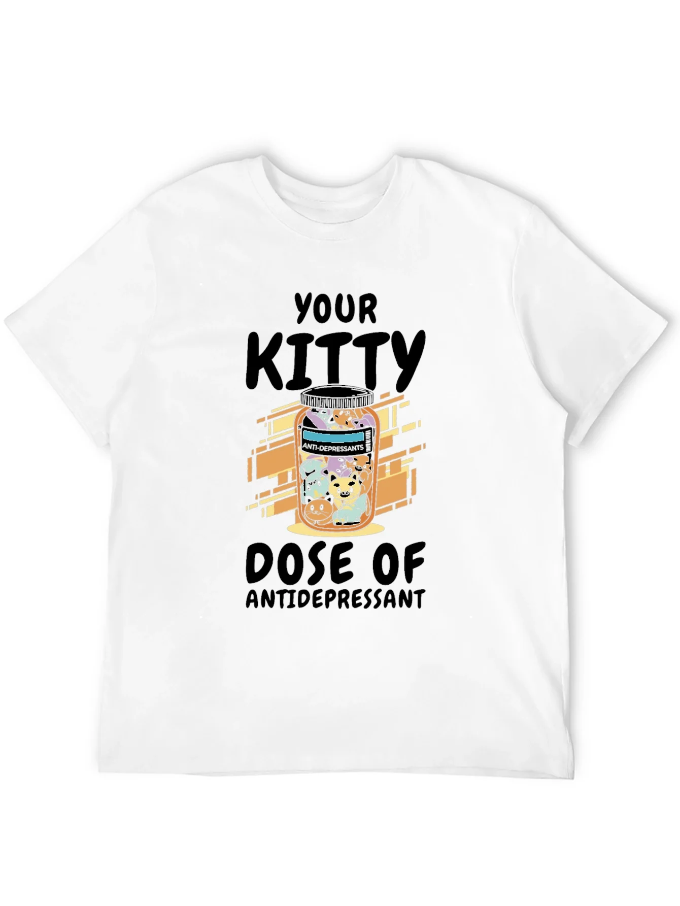Camiseta Negra Tu Dosis de Gatitos Antidepresivos