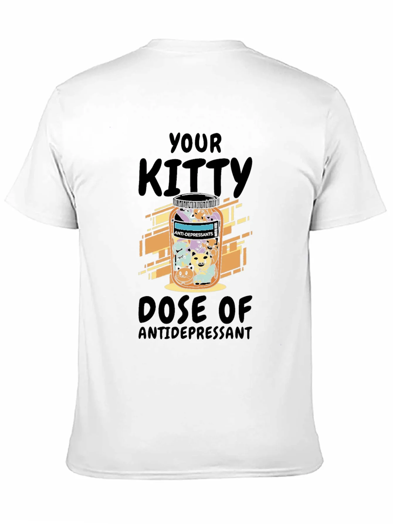 Camiseta Negra Tu Dosis de Gatitos Antidepresivos