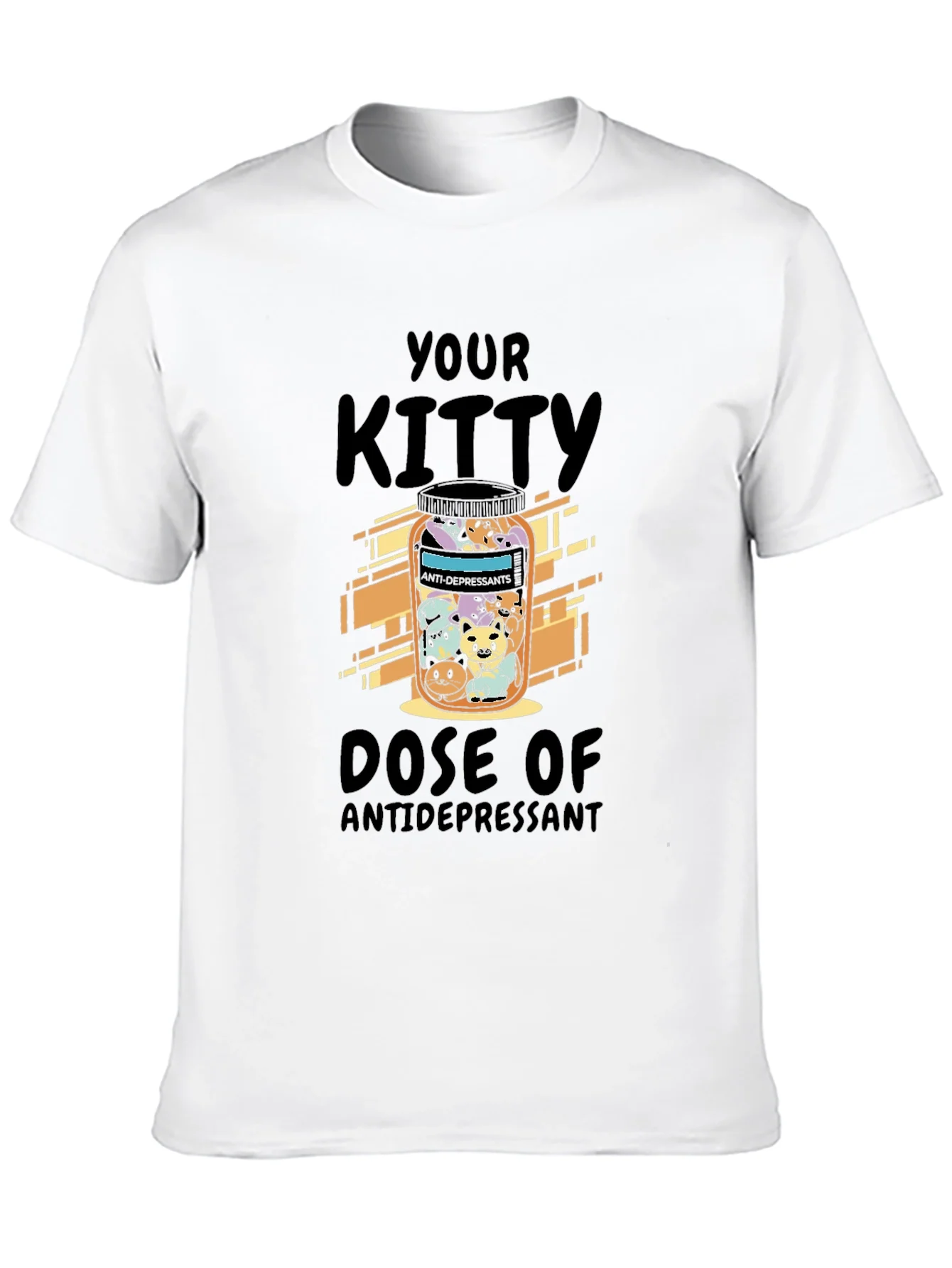 Camiseta Negra Tu Dosis de Gatitos Antidepresivos