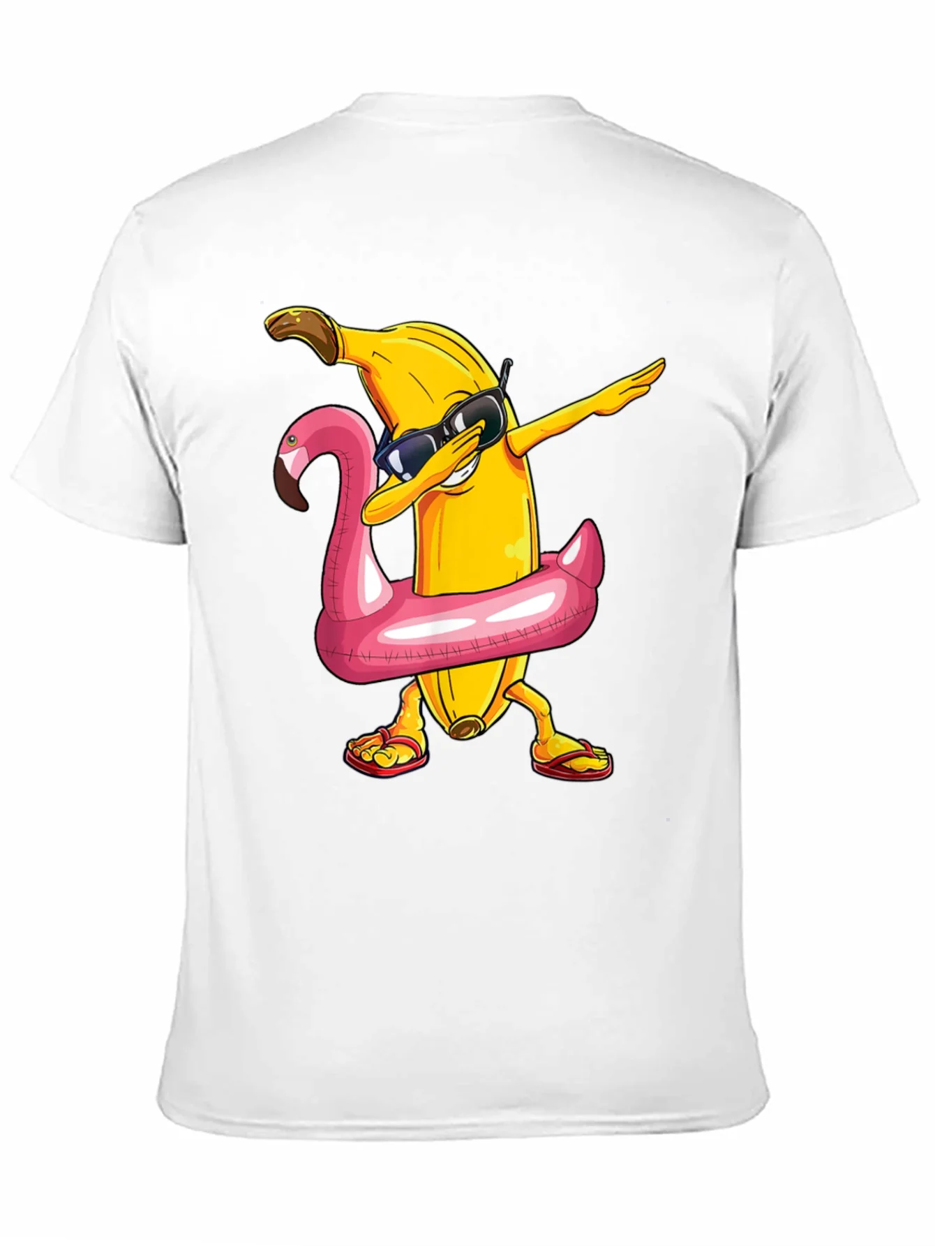 Camiseta Negra: Pl¨¢tano Dabbing en Flotador Flamingo