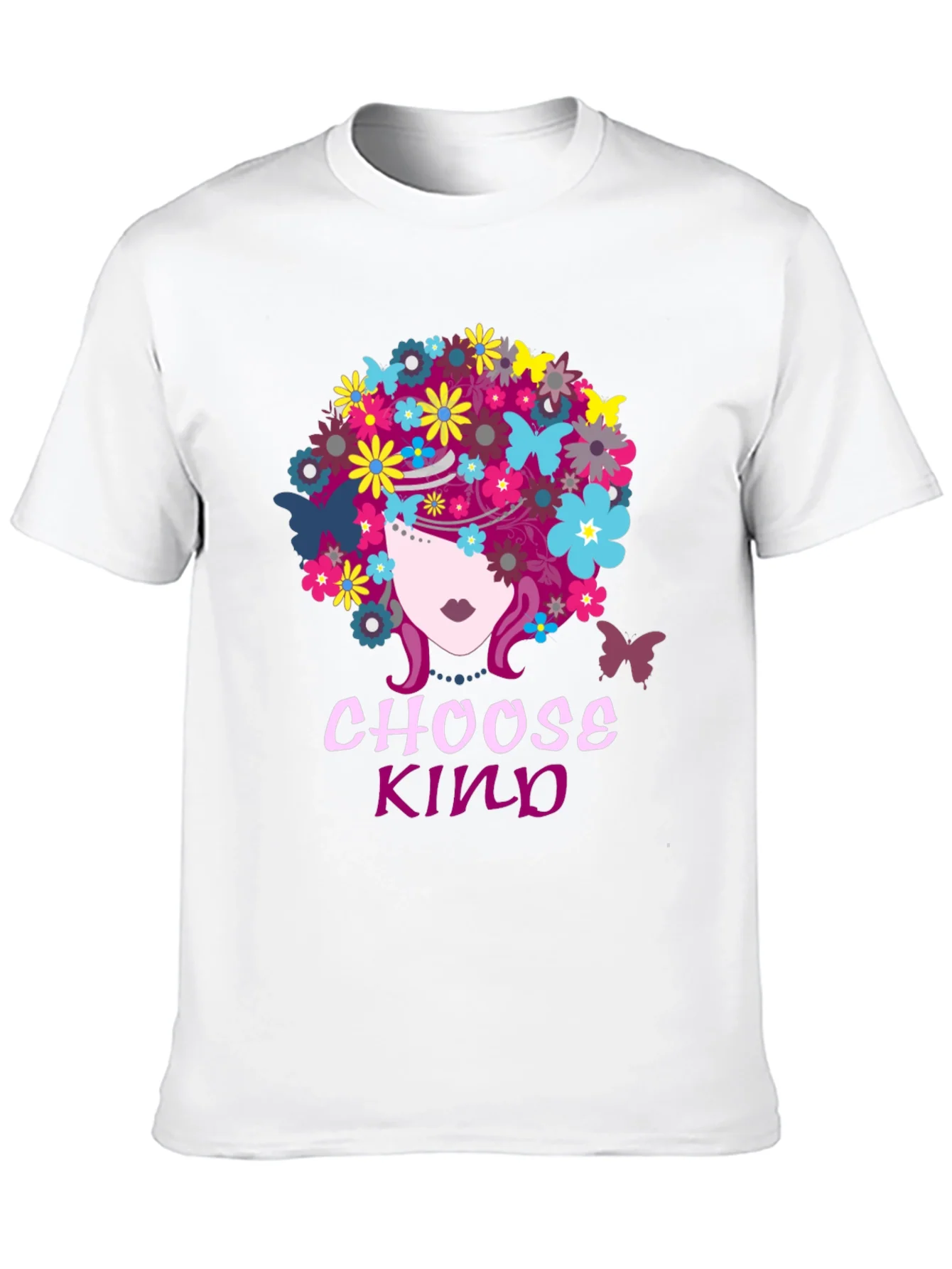 Camiseta Negra Choose Kind con Flores y Mariposas