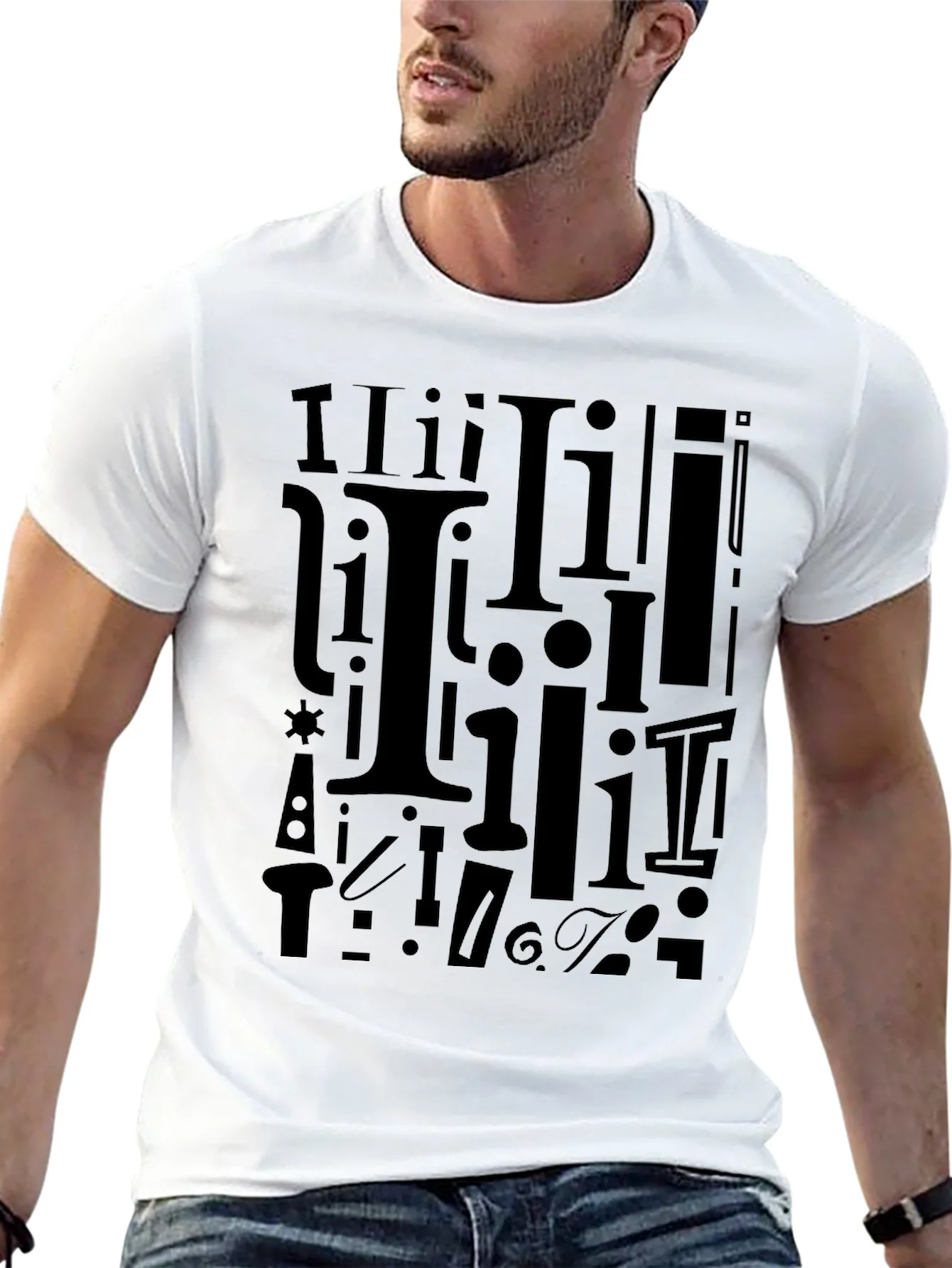 Rebbecca I Pattern Black Crew Neck T-Shirt