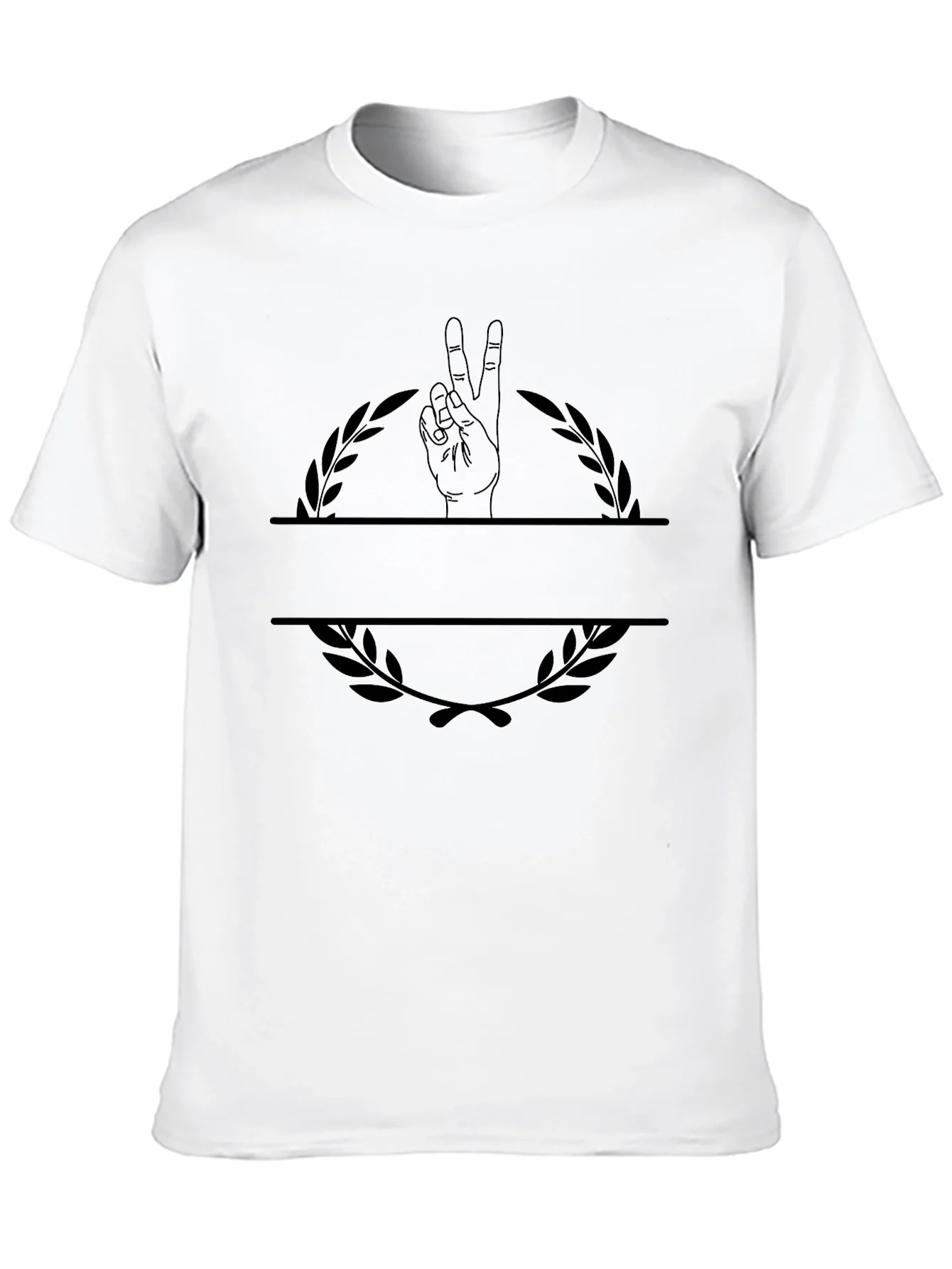 Camiseta Negra con Dise?o de Paz y Laurel