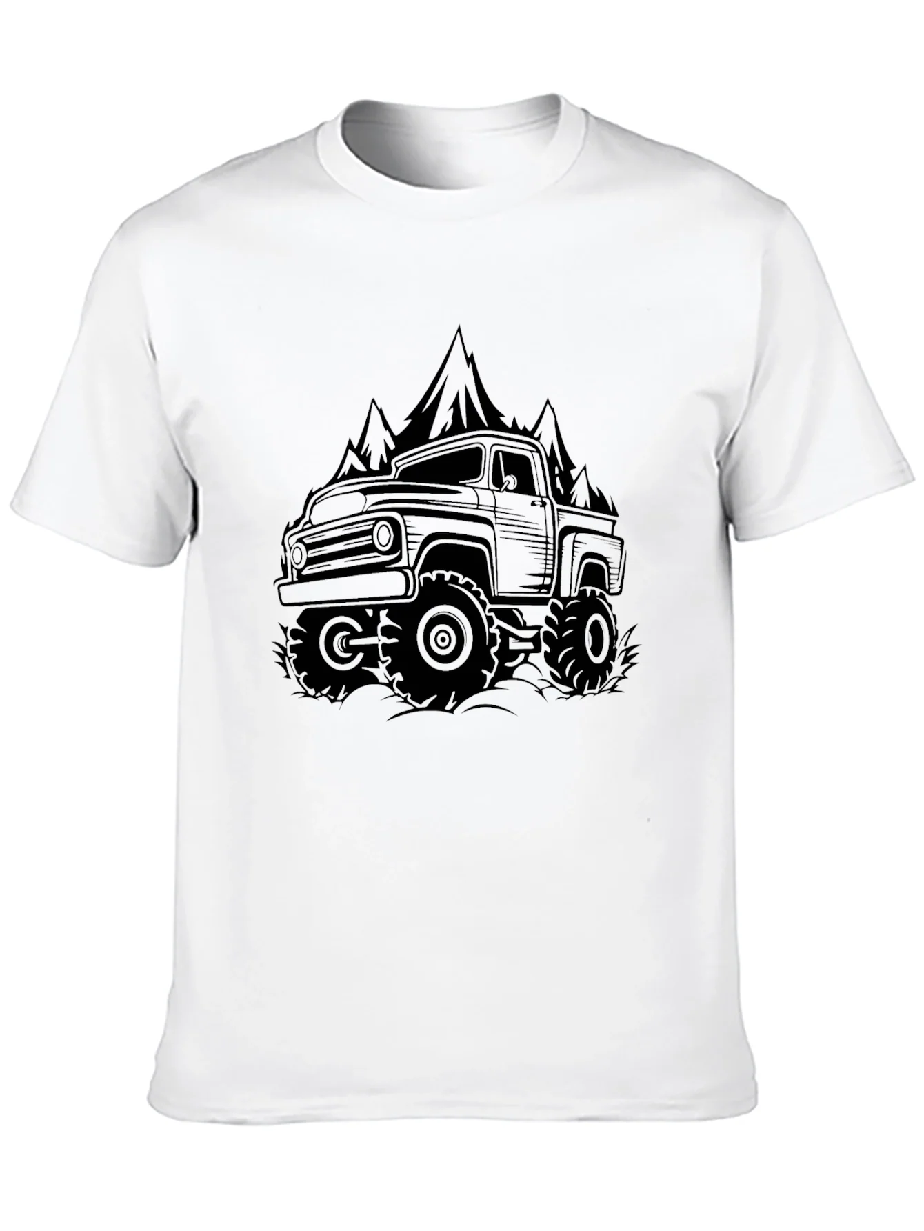 Camiseta Negra Cl¨¢sica Camioneta Monta?a Aventura