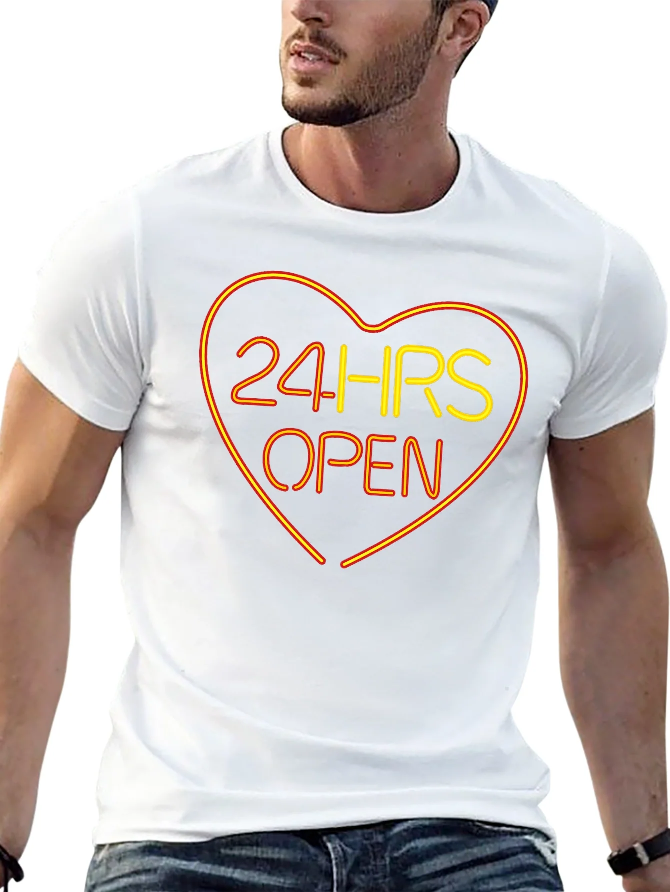 Rebbecca 24HRS OPEN Heart Neon Graphic T-Shirt