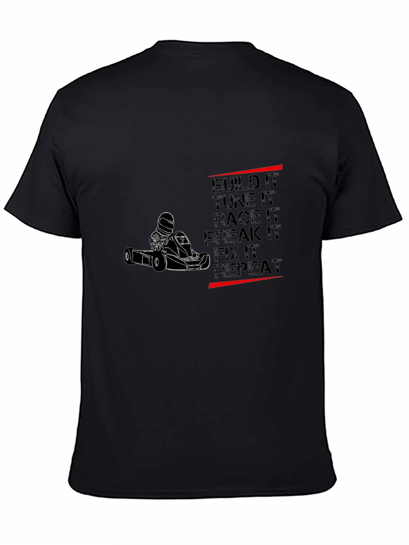 Camiseta Negra Motor Karting: Build Tune Race Repeat