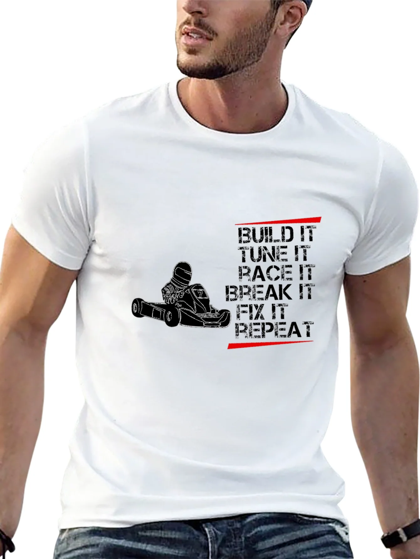Camiseta Negra Motor Karting: Build Tune Race Repeat