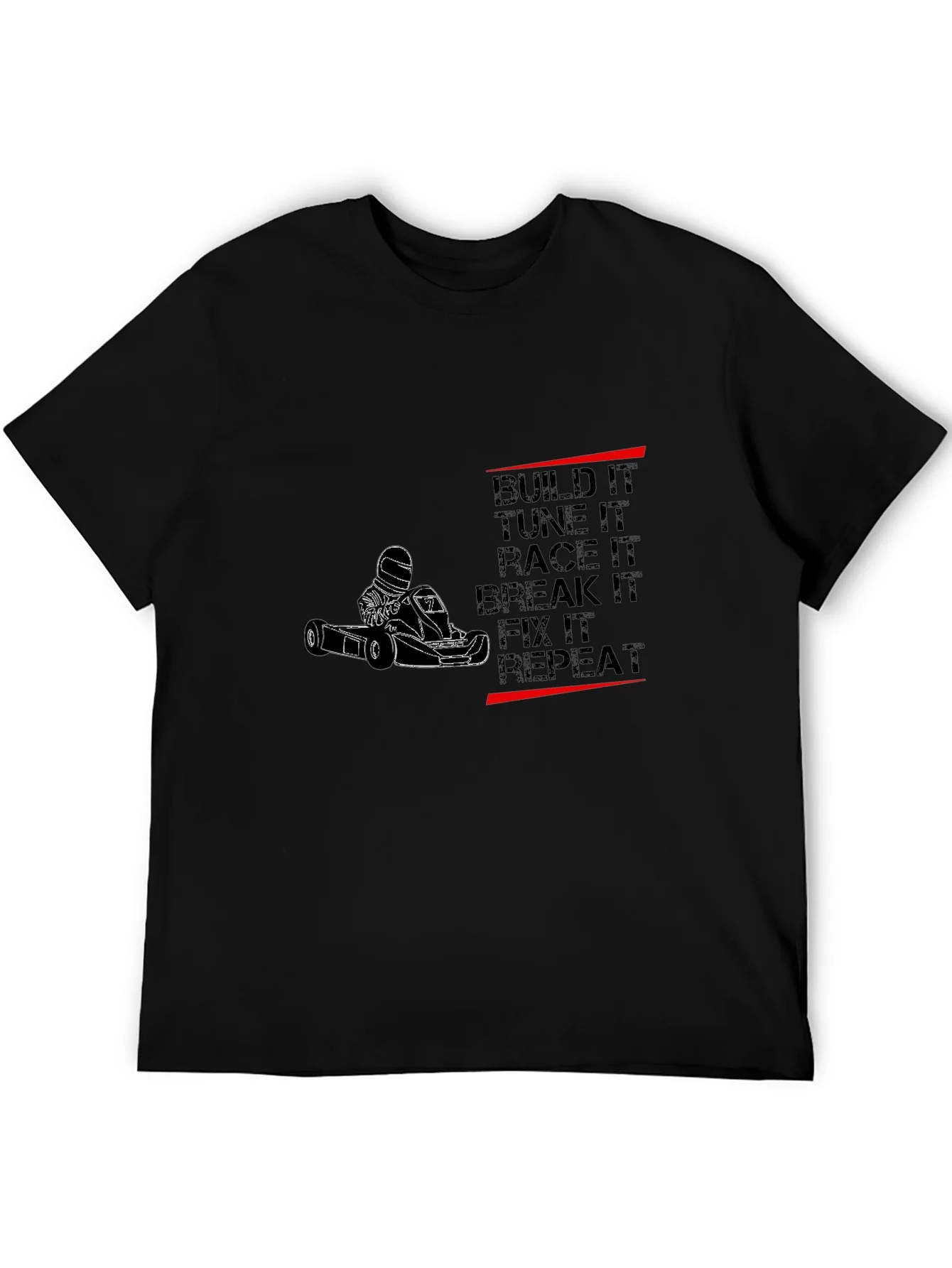 Camiseta Negra Motor Karting: Build Tune Race Repeat