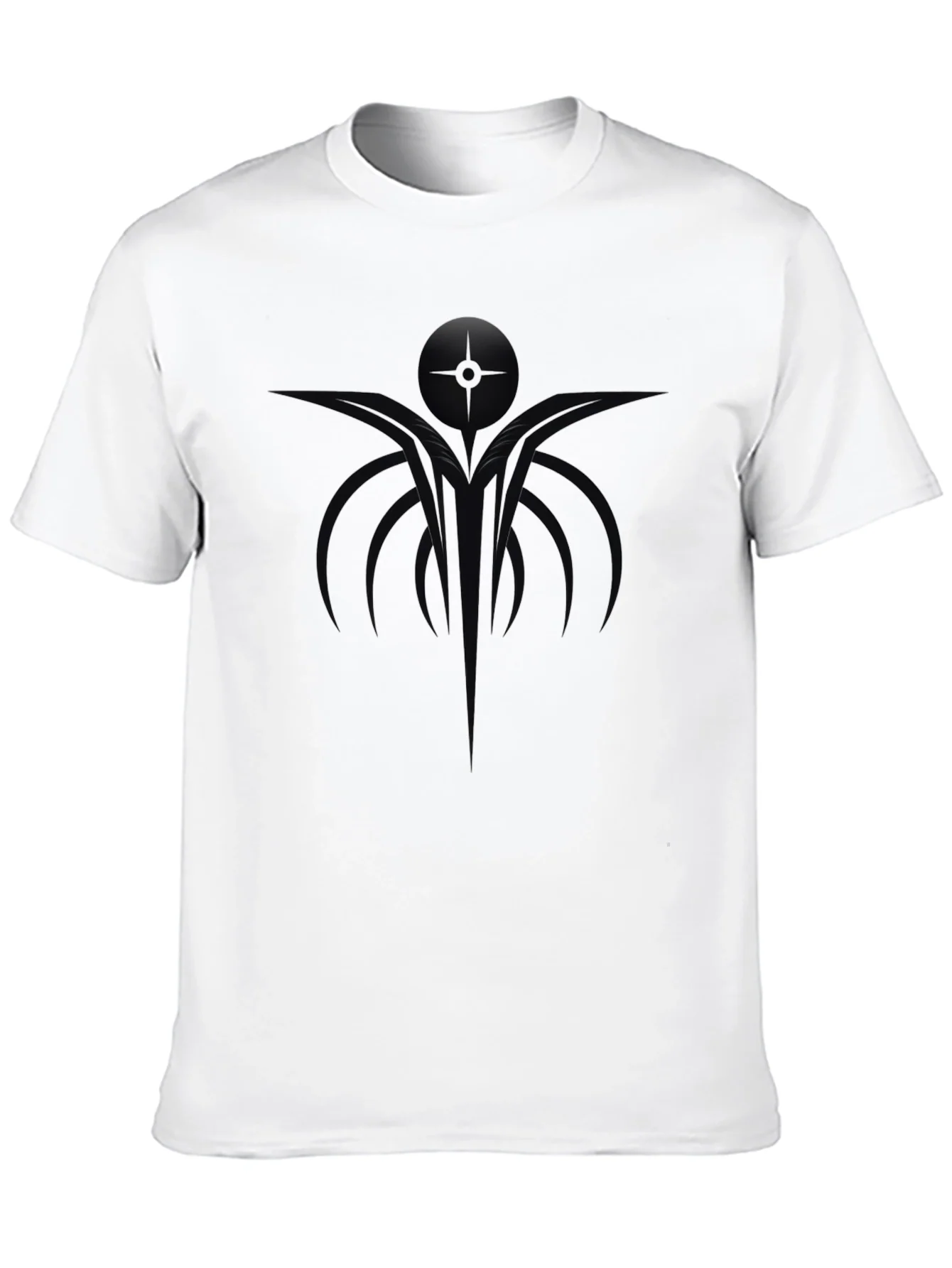 Camiseta Negra Estampado Abstracto Moderno