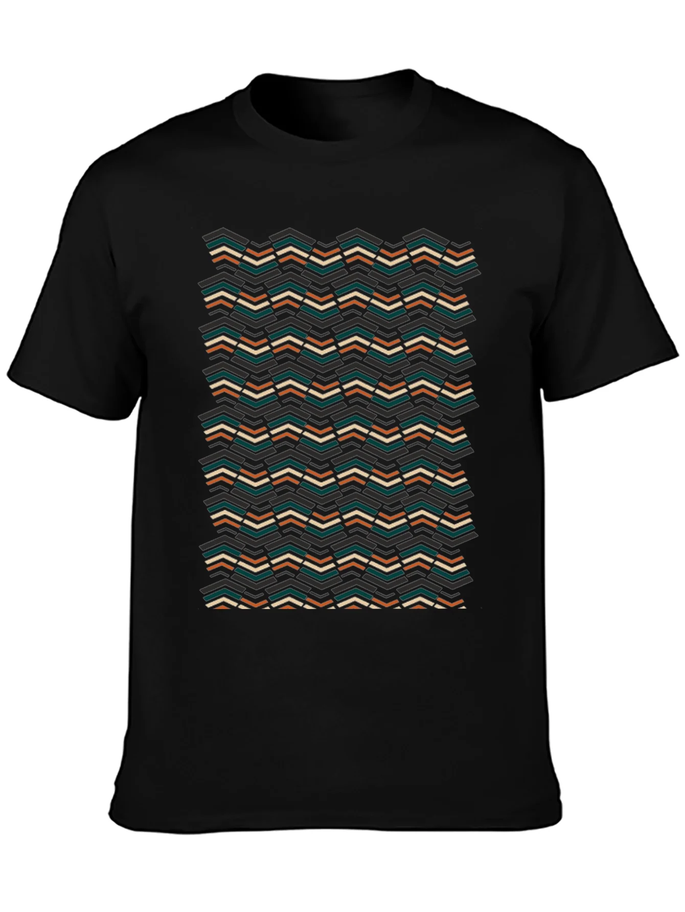 Rebbecca Chevron Pattern Black Crew Neck T-Shirt