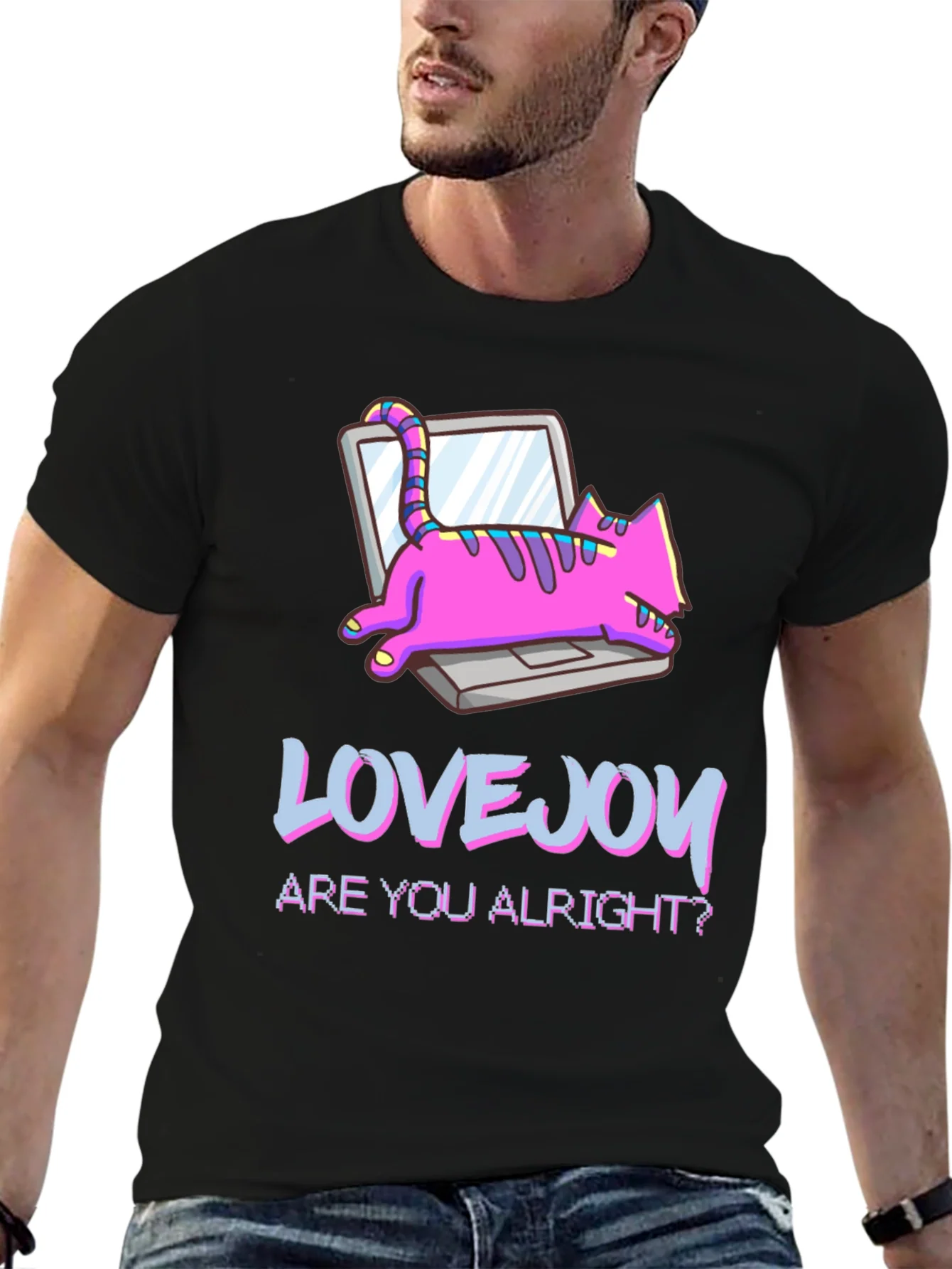 Rebbecca Lovejoy Cat Laptop Graphic Tee - Black