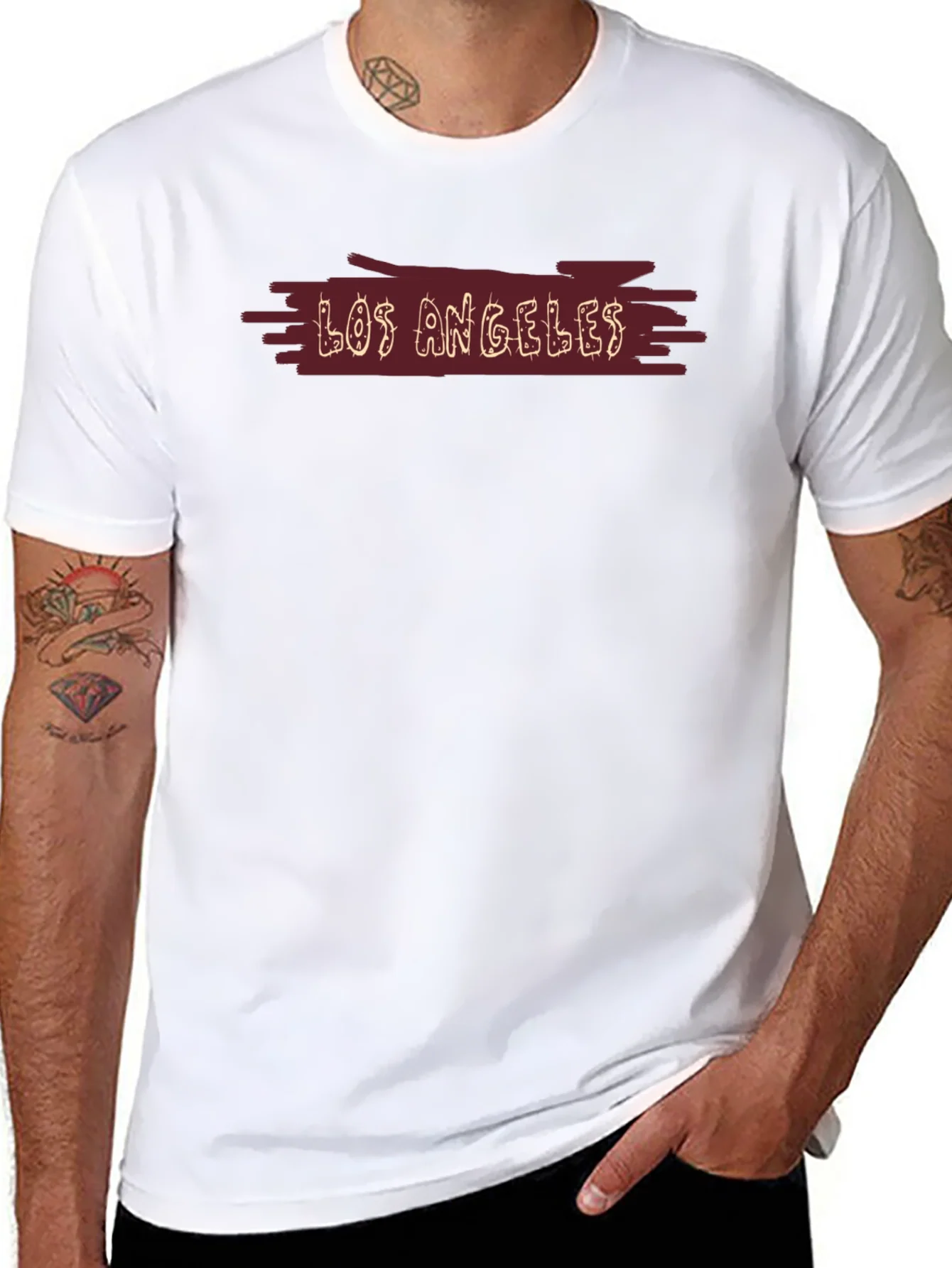 Camiseta Hombre Negra Los ¨¢ngeles Casual