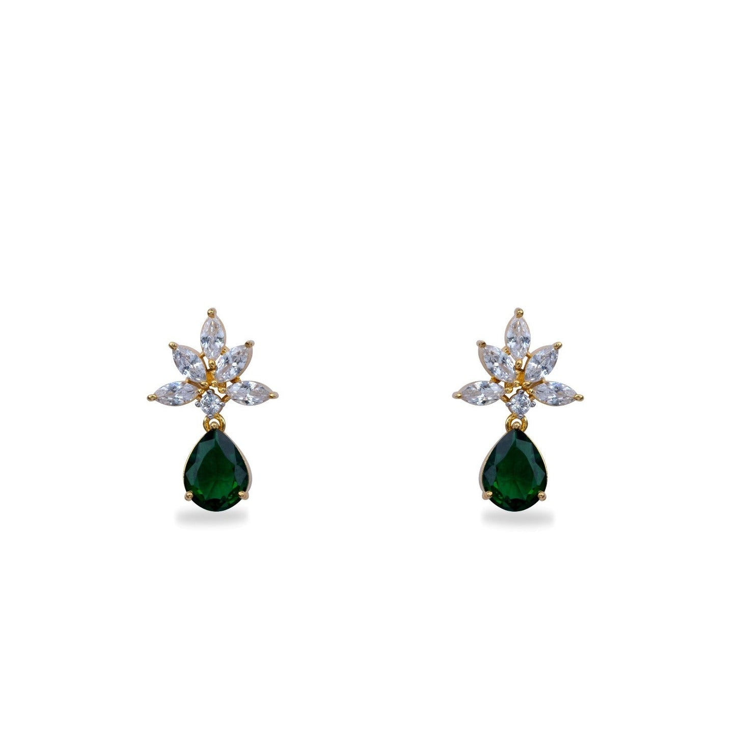 Camellia CZ Green Necklace Set