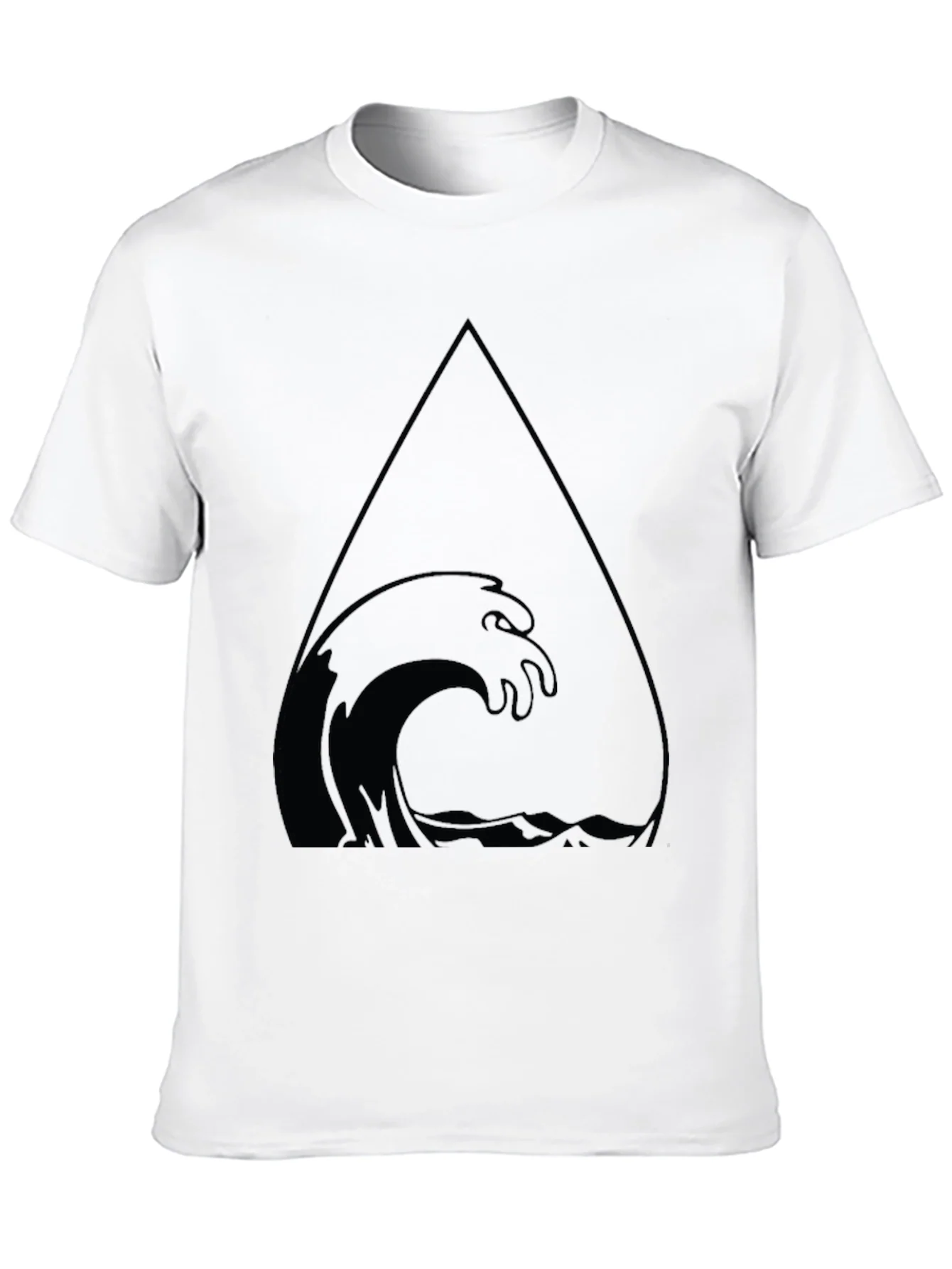 Camiseta Negra con Dise?o de Ola en Tri¨¢ngulo