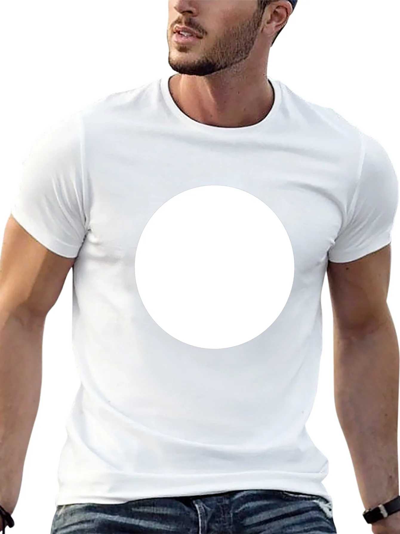 Rebbecca Mens Black Crew Neck T-Shirt with White Circle