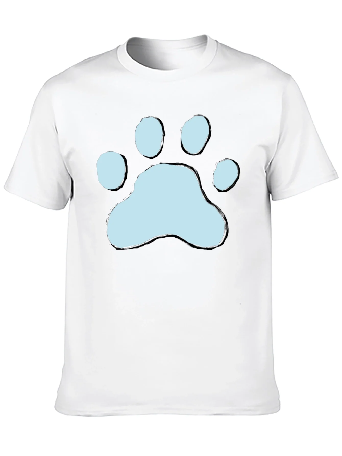 Camiseta Negra con Huella de Pata Azul