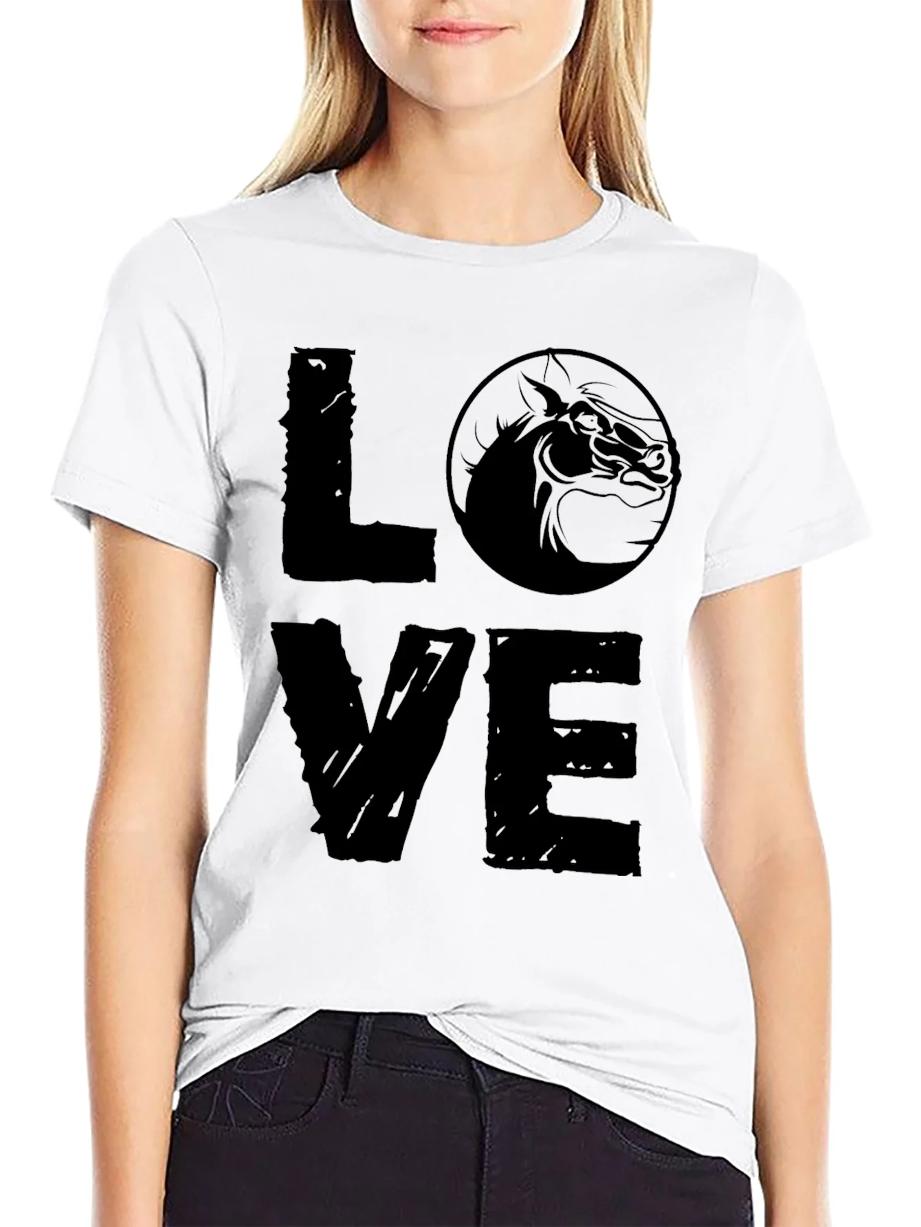 Camiseta Negra LOVE Caballo - Estilo Casual