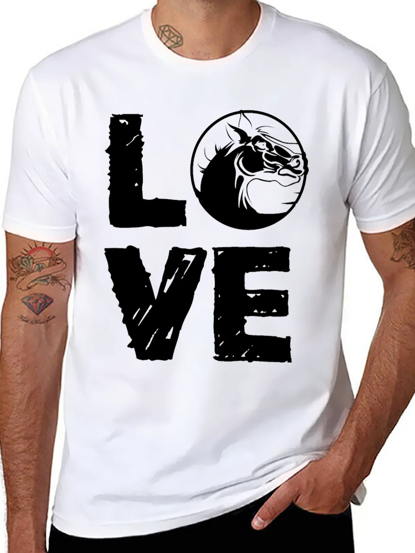 Camiseta Negra LOVE Caballo - Estilo Casual