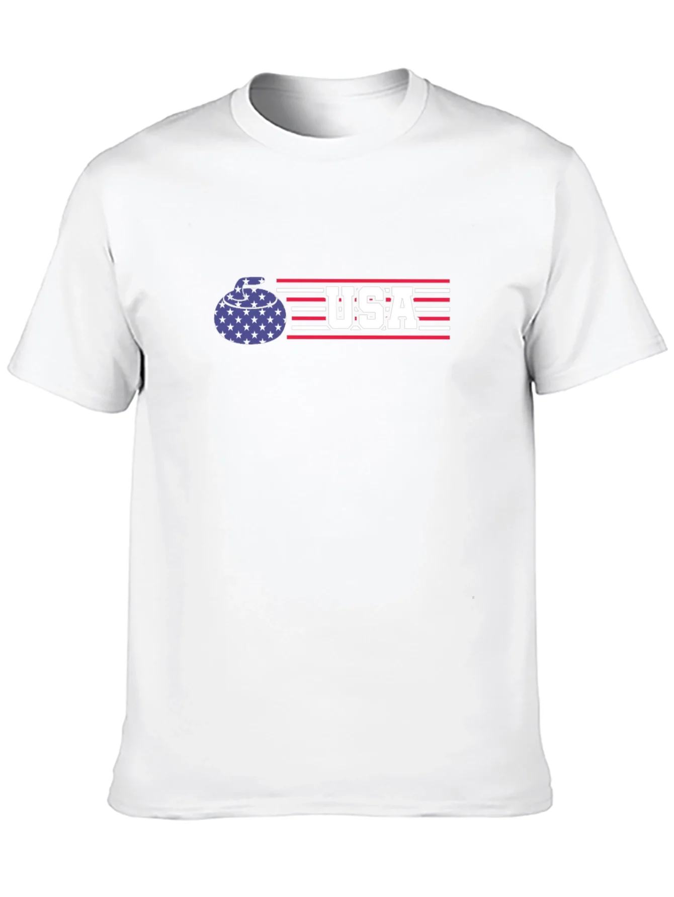 Camiseta Negra USA Curling - Dise?o Patri¨®tico