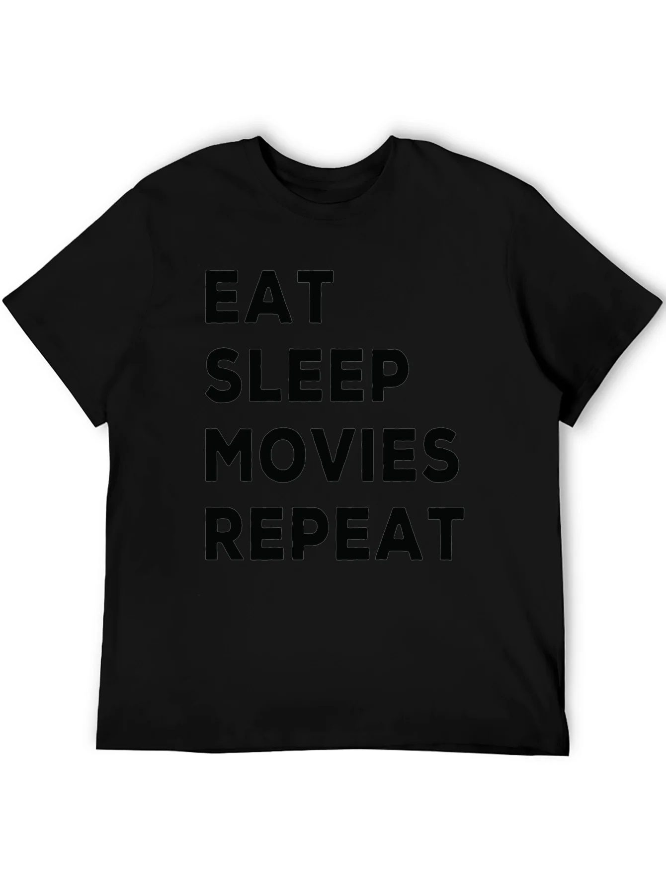 Camiseta Negra: Eat Sleep Movies Repeat