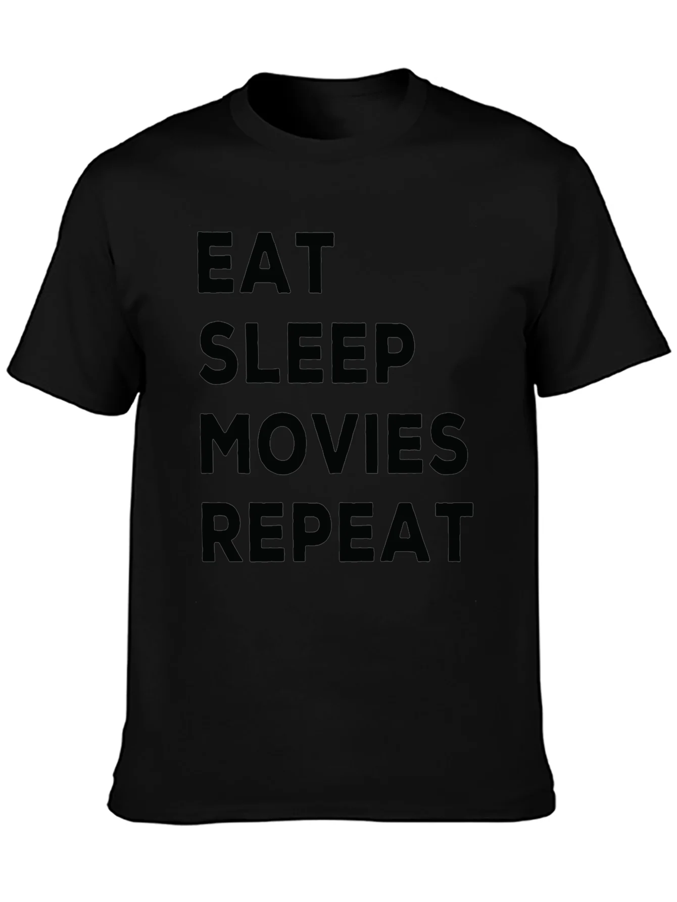 Camiseta Negra: Eat Sleep Movies Repeat