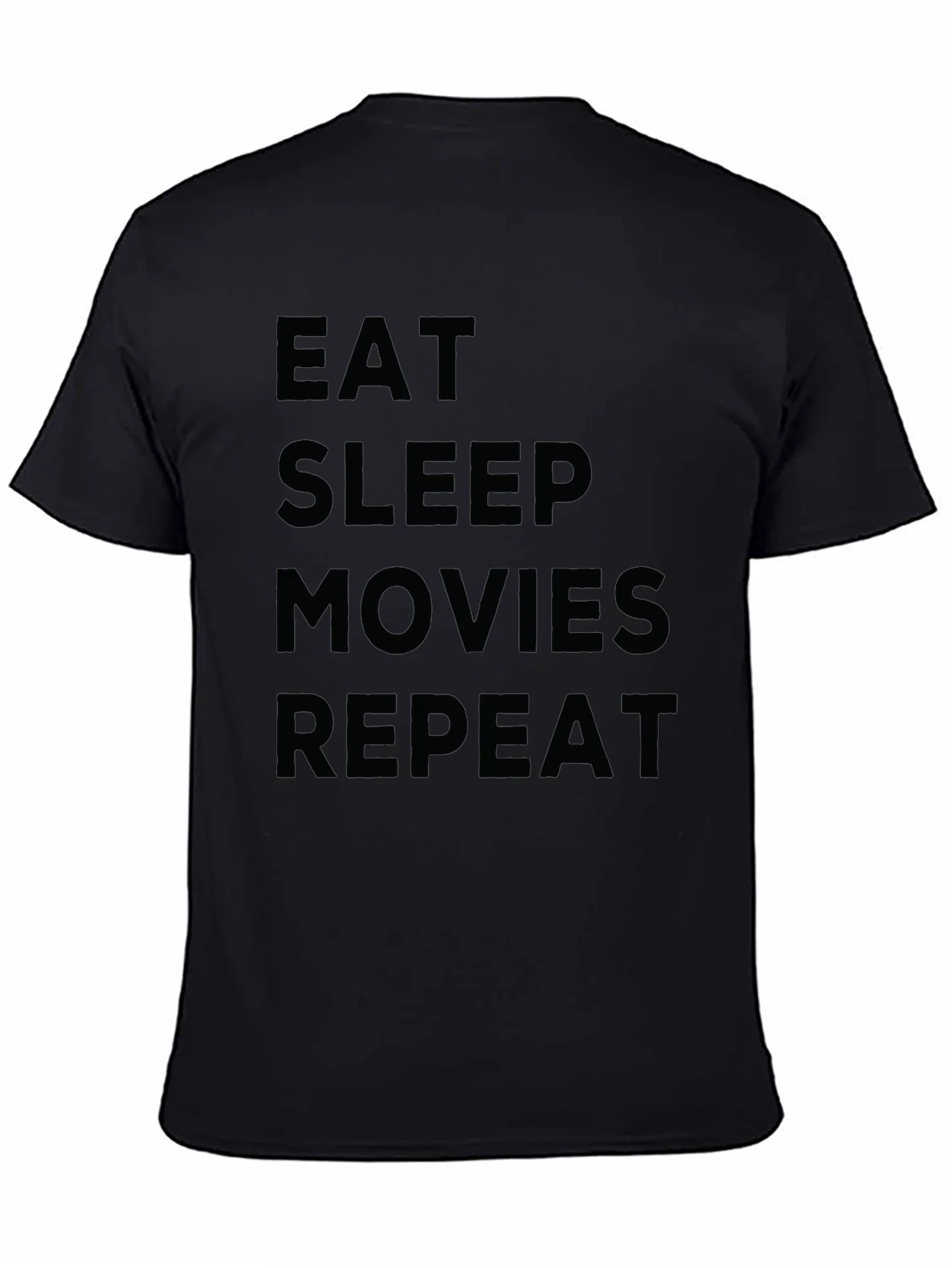 Camiseta Negra: Eat Sleep Movies Repeat